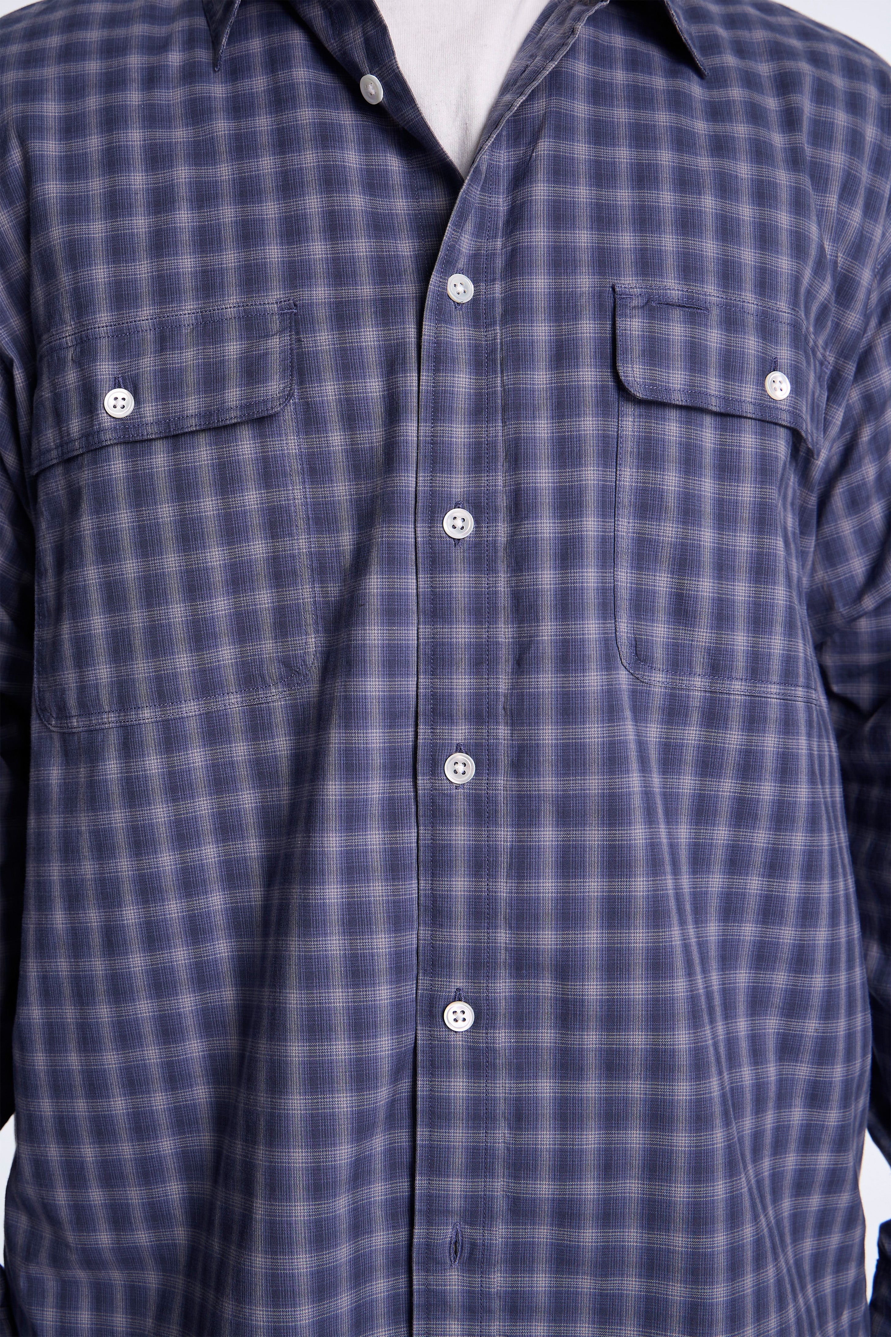 Organic Cotton Ombre Check Shirt Blue Check