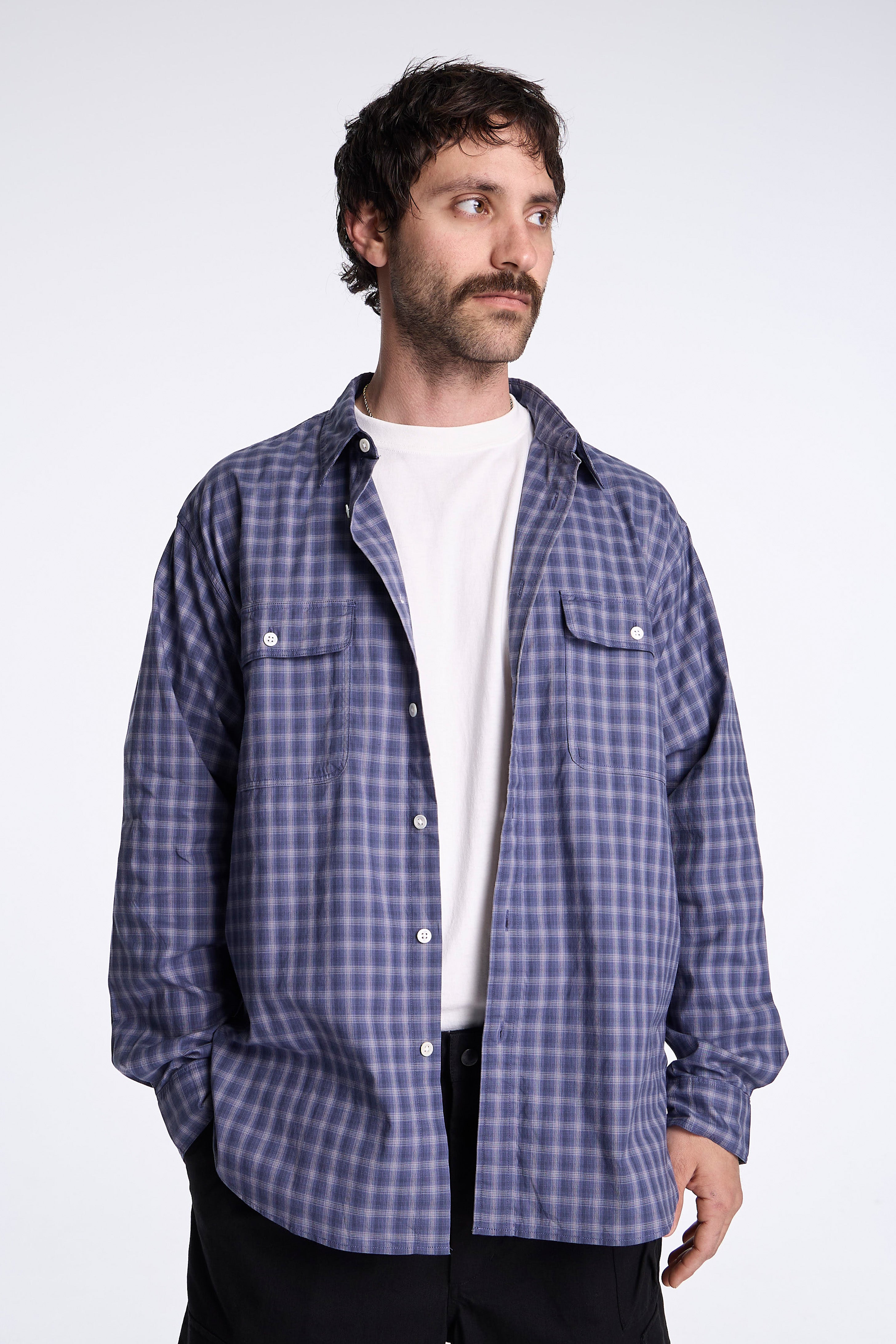 Organic Cotton Ombre Check Shirt Blue Check