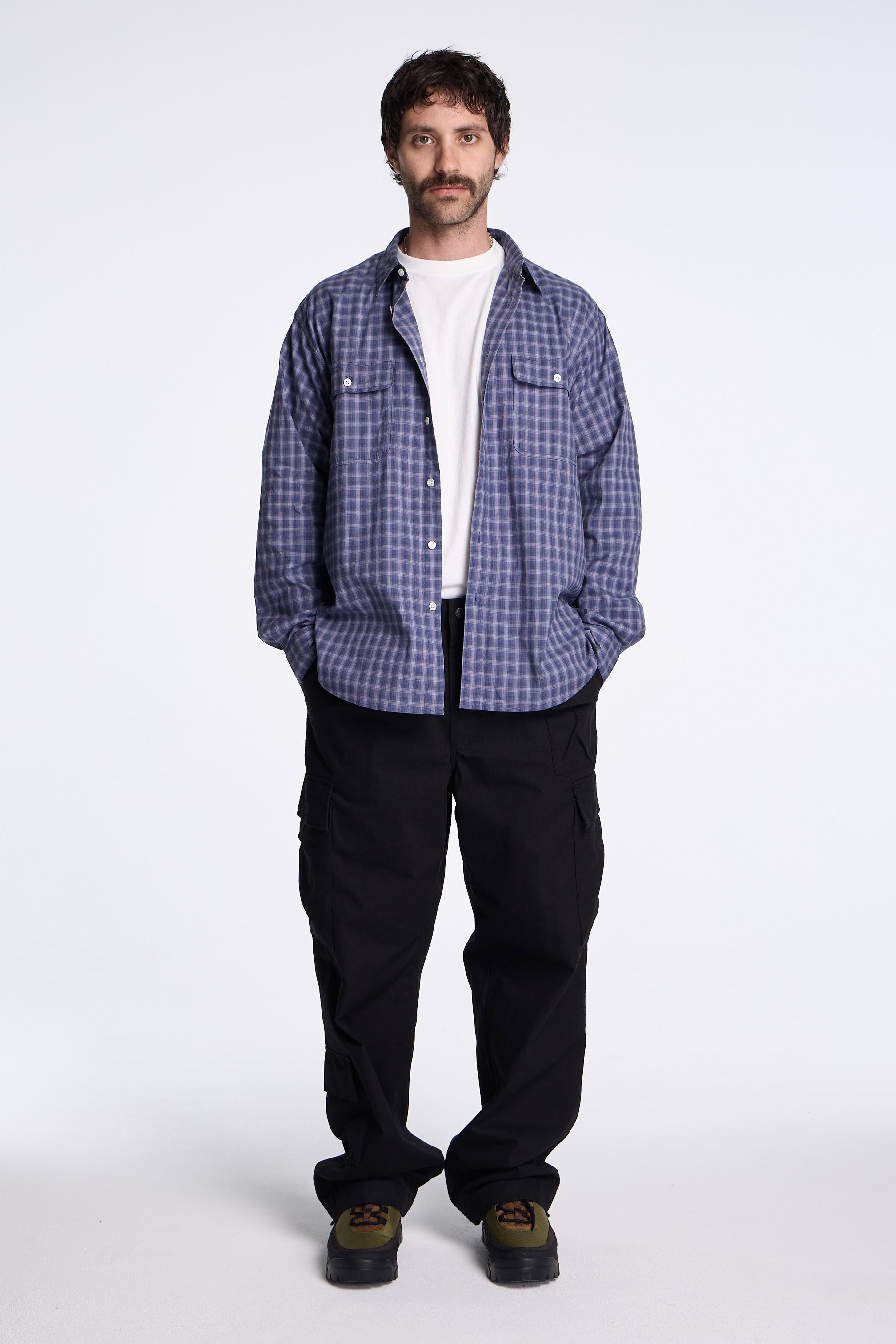 Organic Cotton Ombre Check Shirt Blue Check