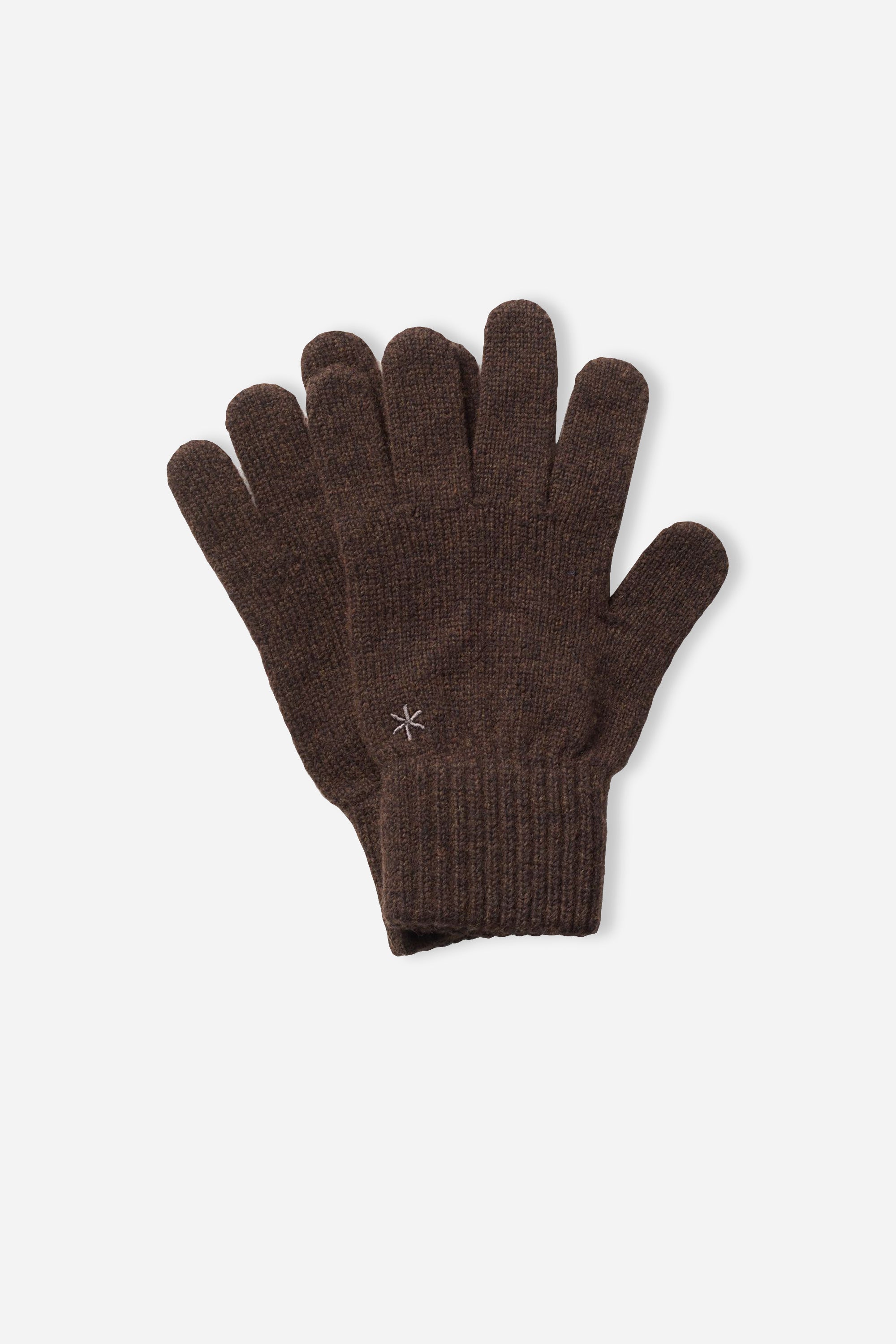 Washable Wool Knit Gloves Dark Brown