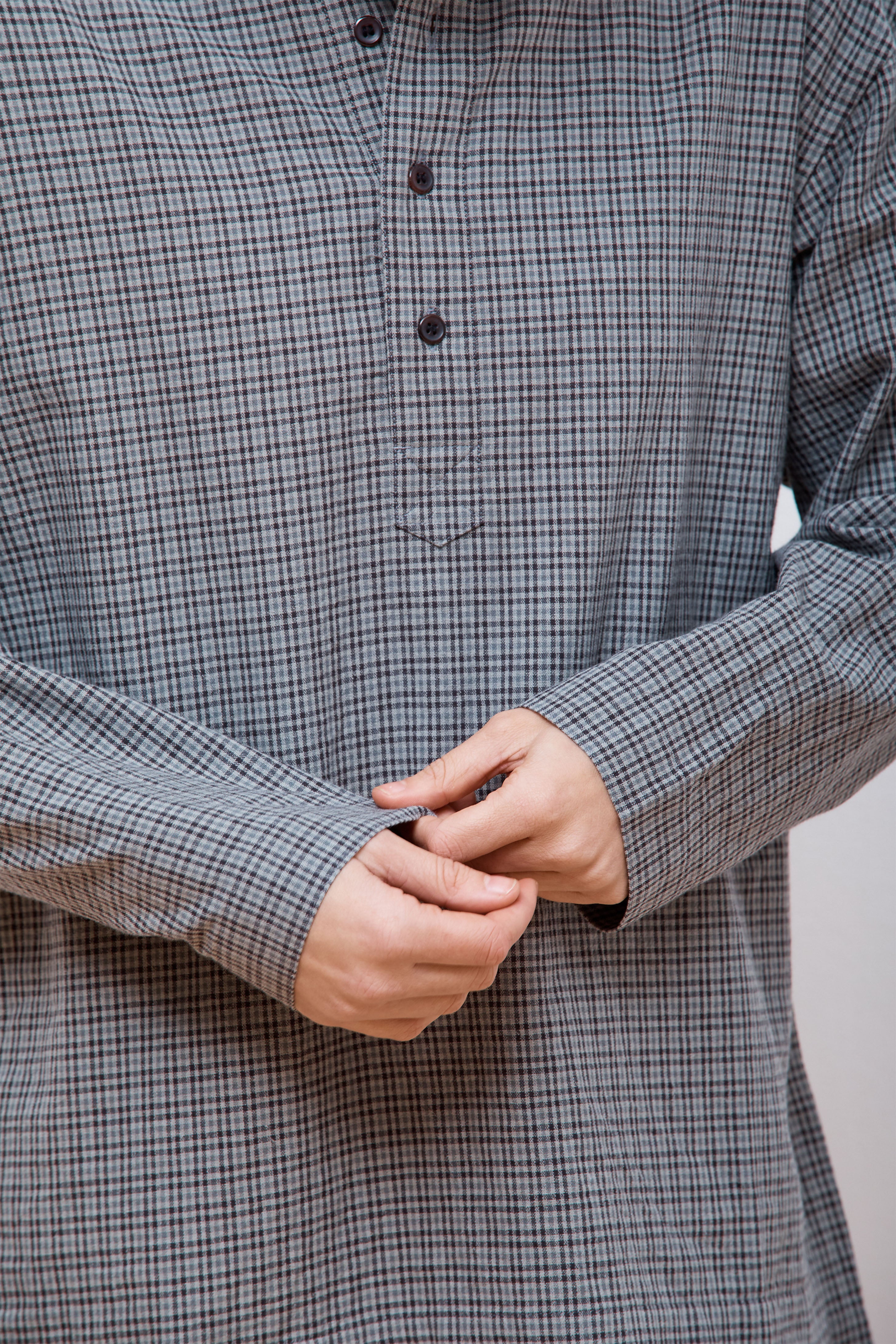 Niigata Made Check Pullover Grey