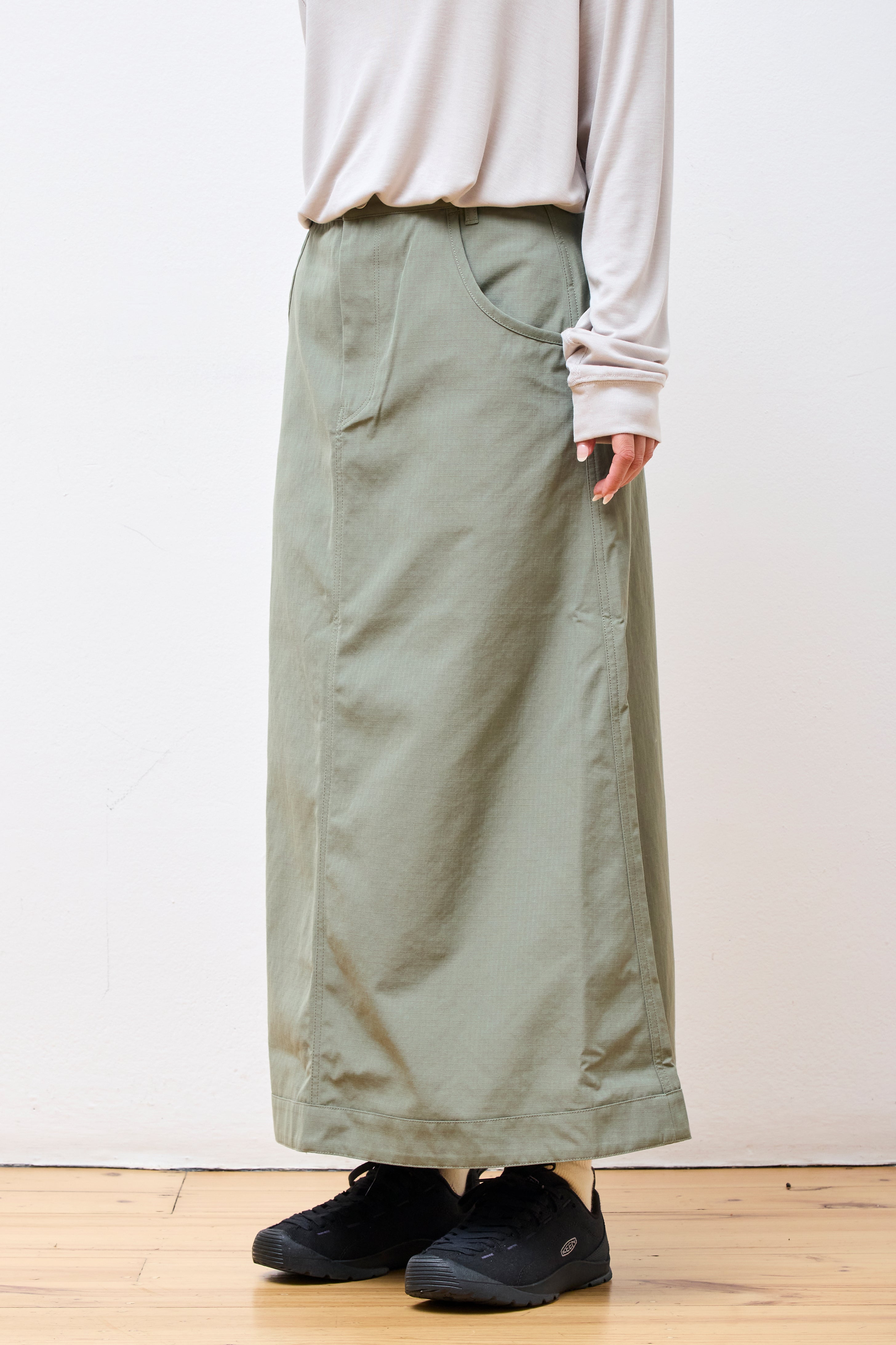 TAKIBI Ripstop Skirt Grey khaki