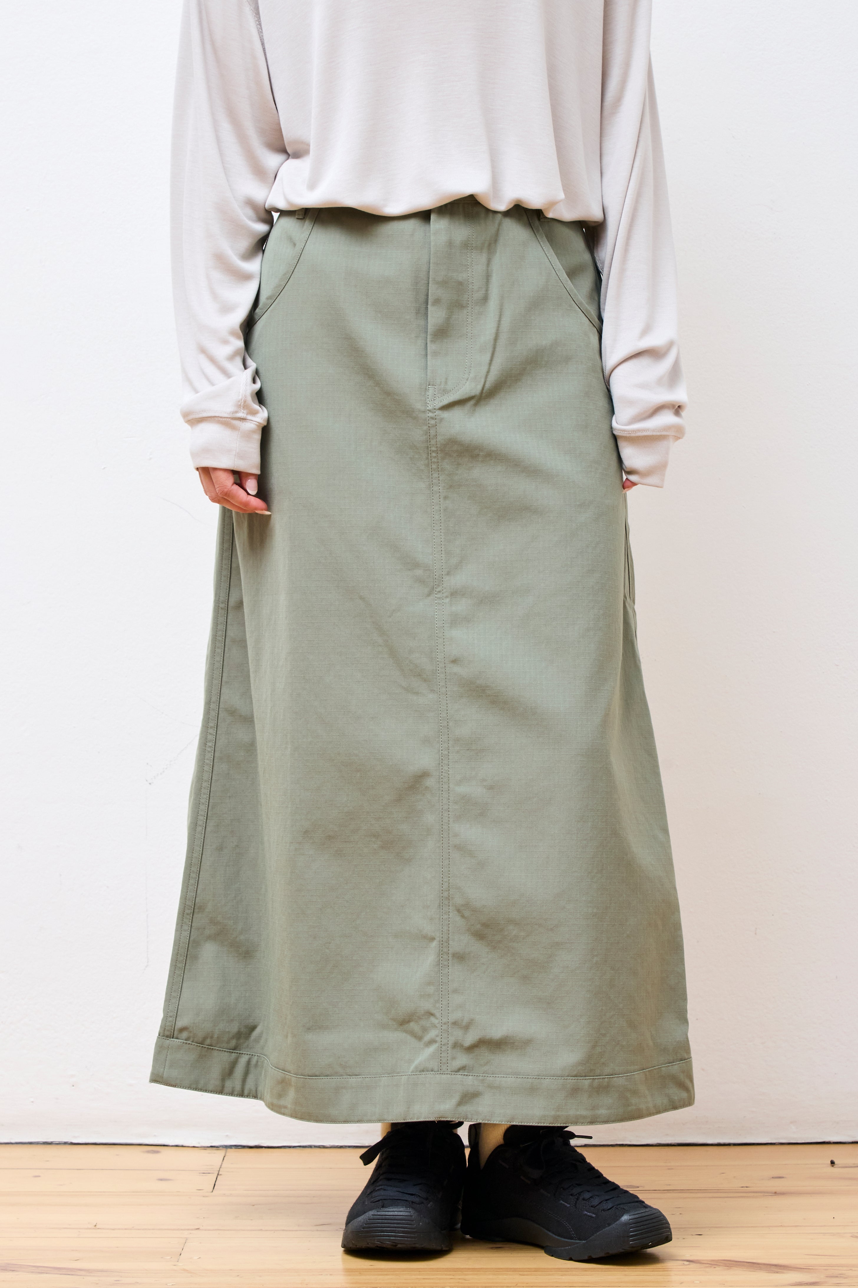 TAKIBI Ripstop Skirt Grey khaki