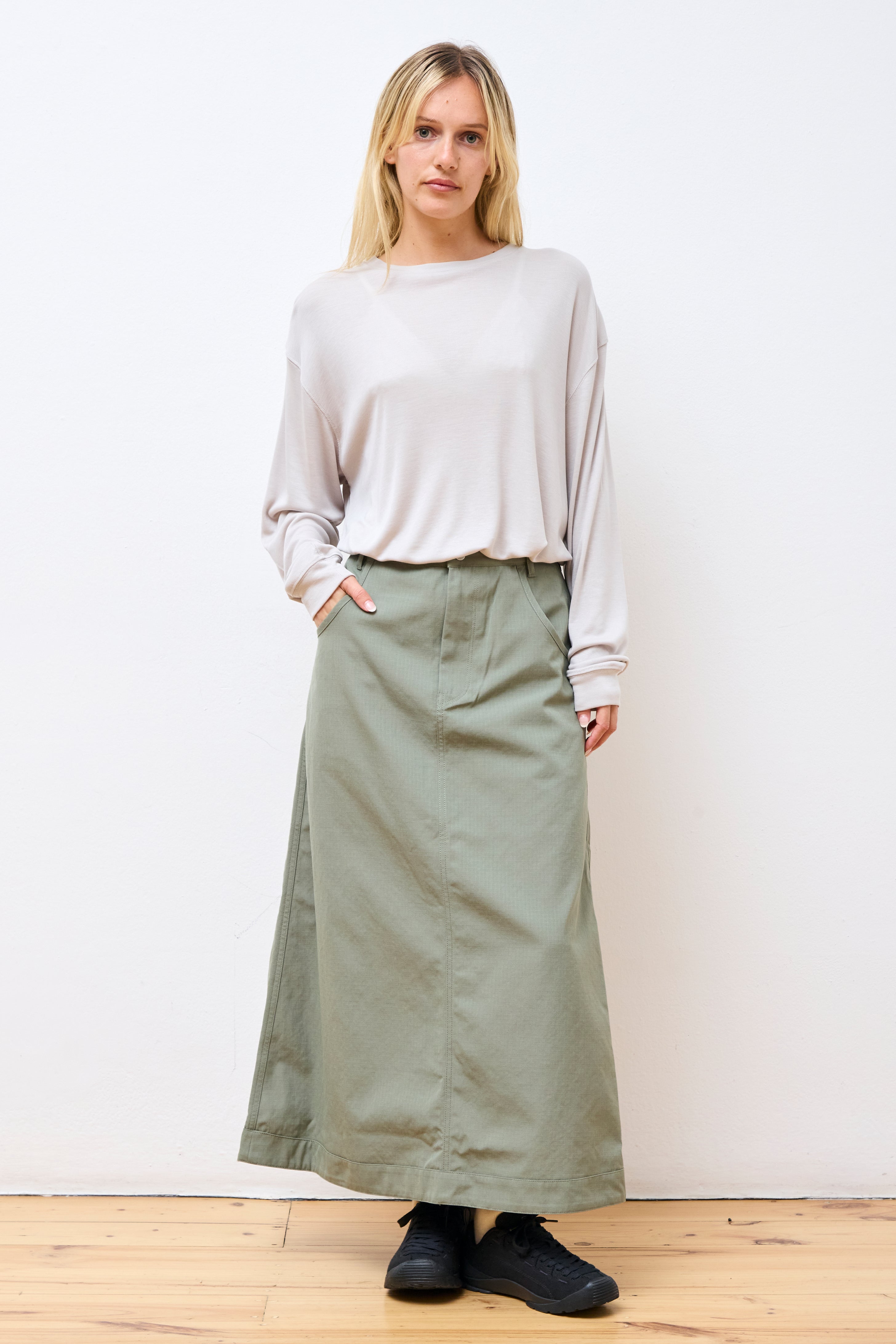 TAKIBI Ripstop Skirt Grey khaki