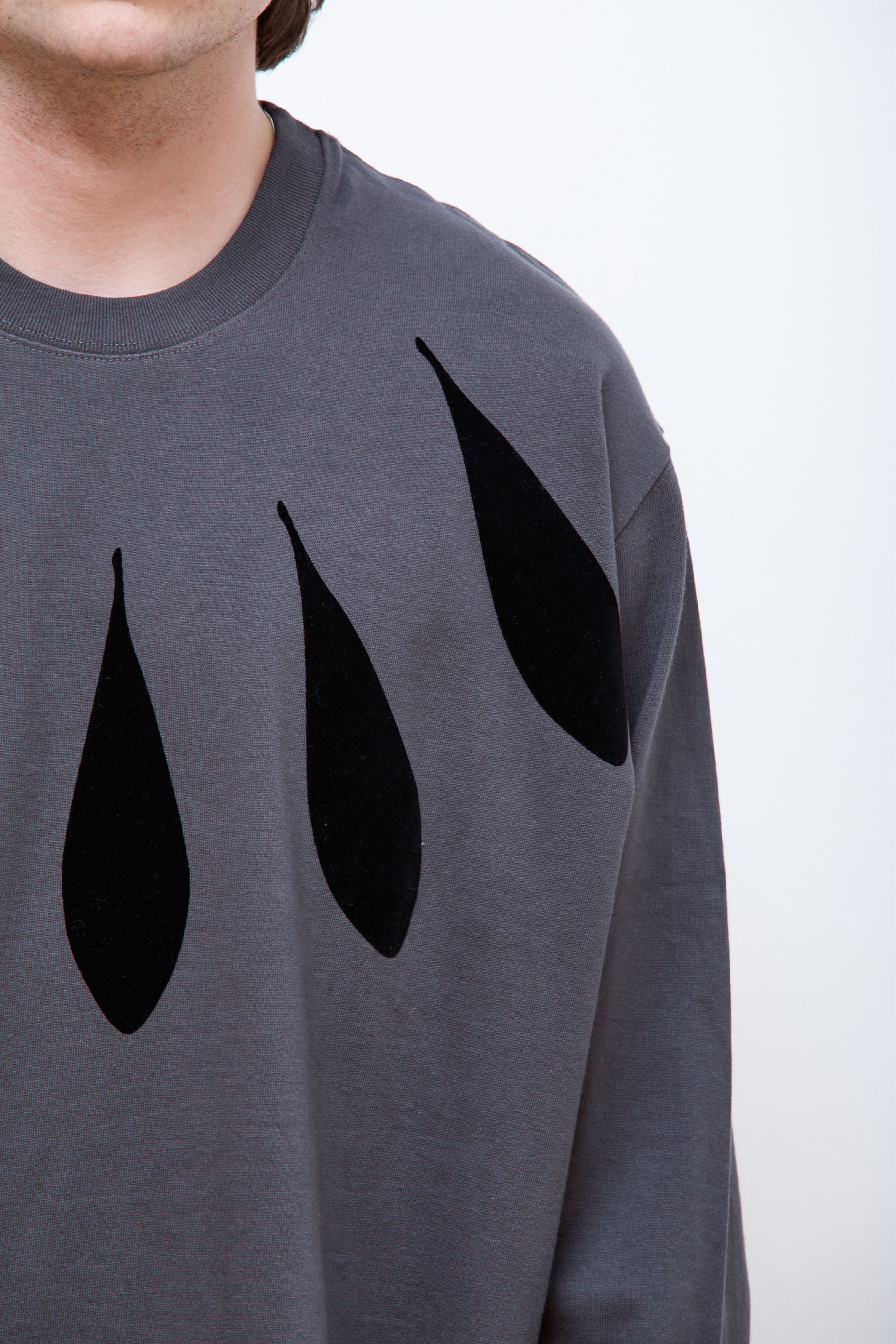 "Jester" Oversized Crew Neck Pullover Washed Black