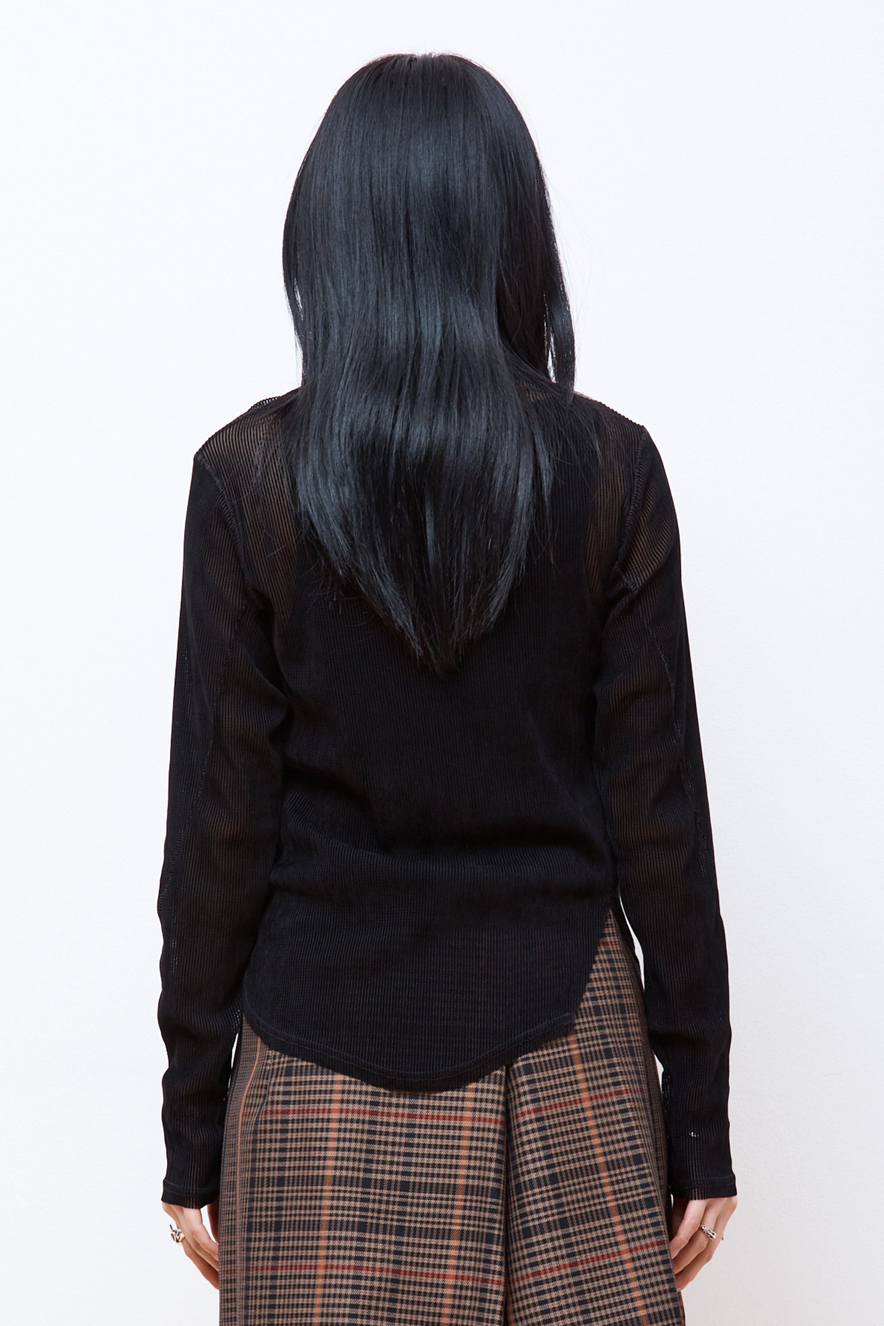 Mock Neck Twisted L/S Black