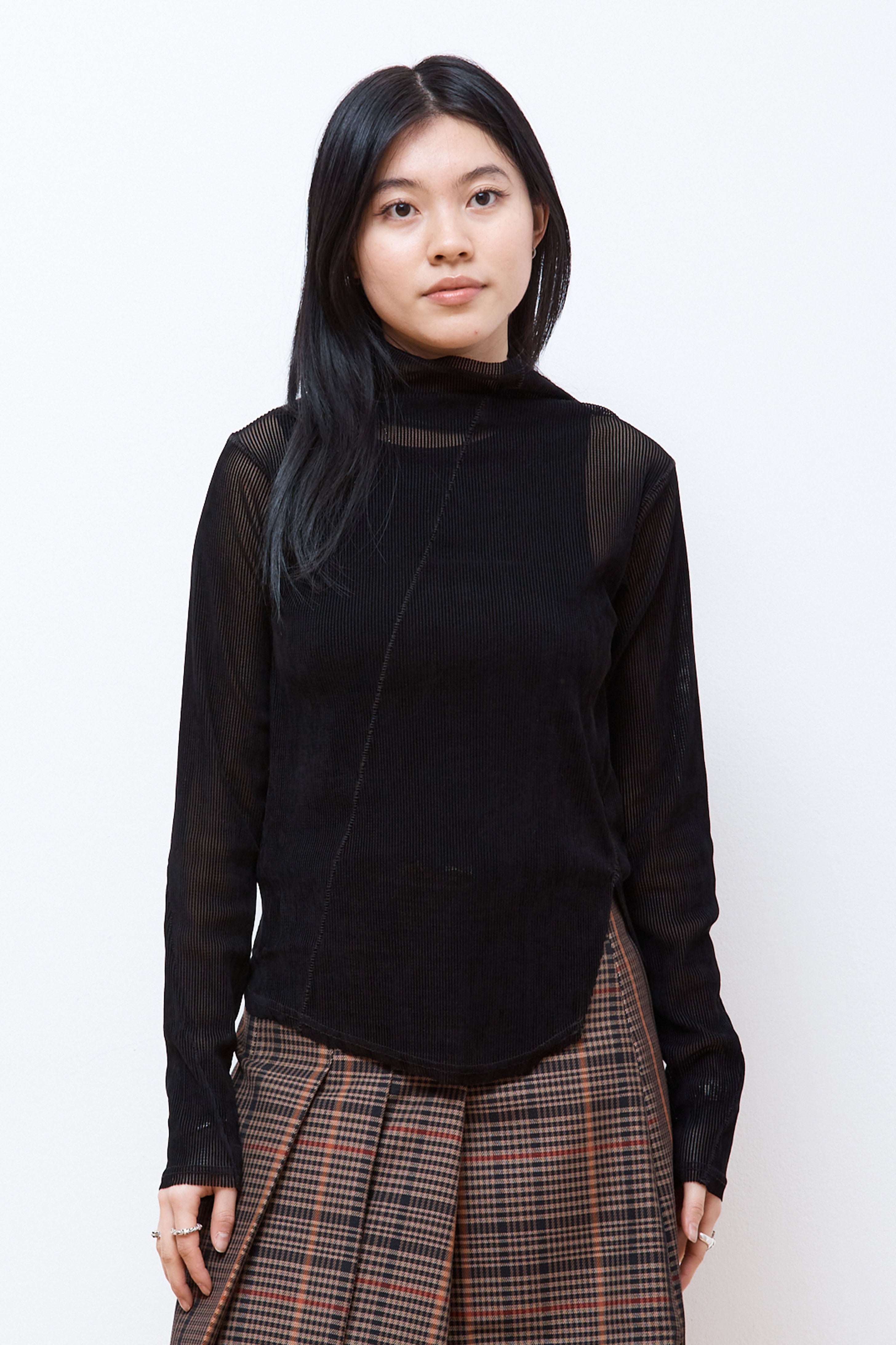 Mock Neck Twisted L/S Black