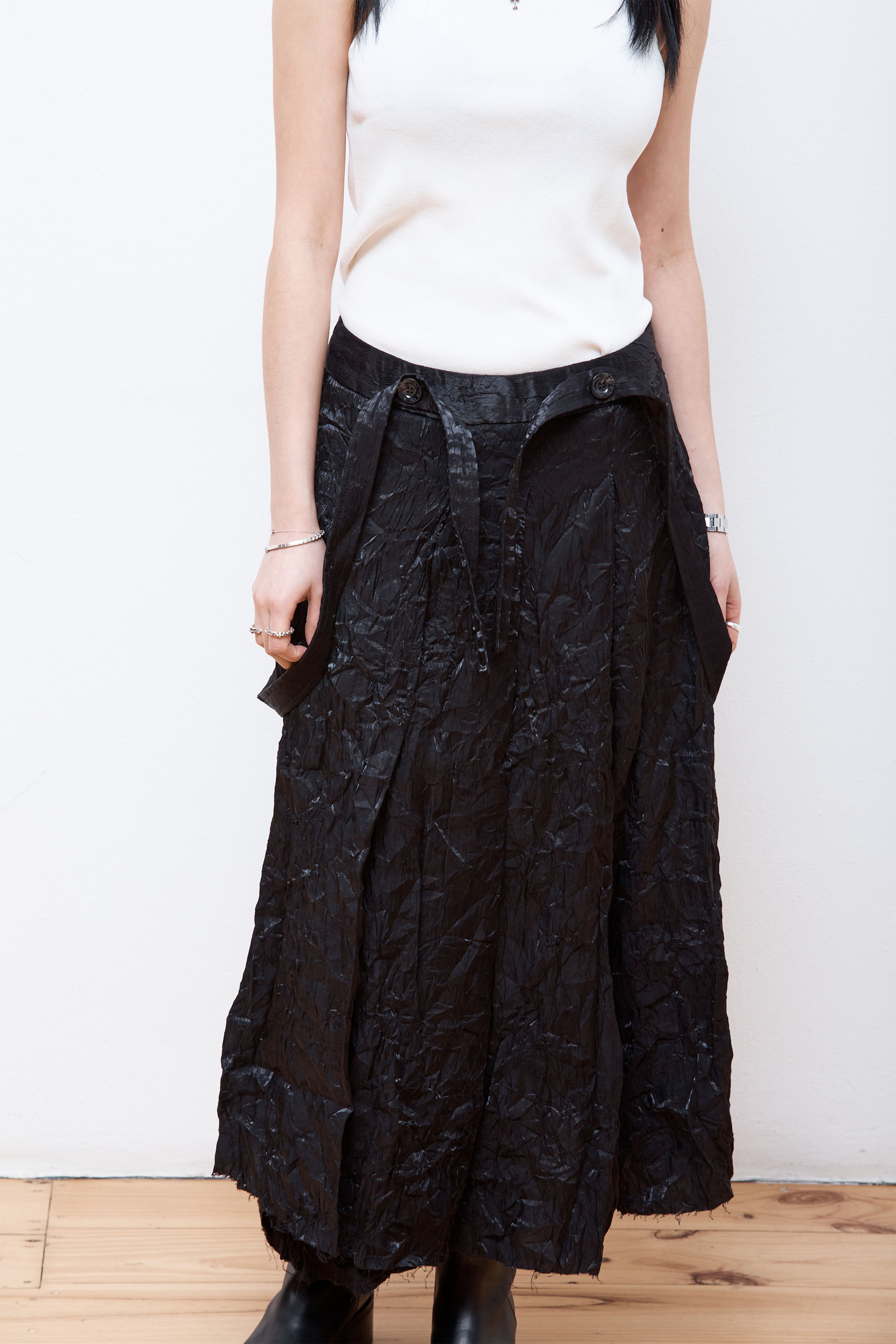 Pleated Lace Skirt Black