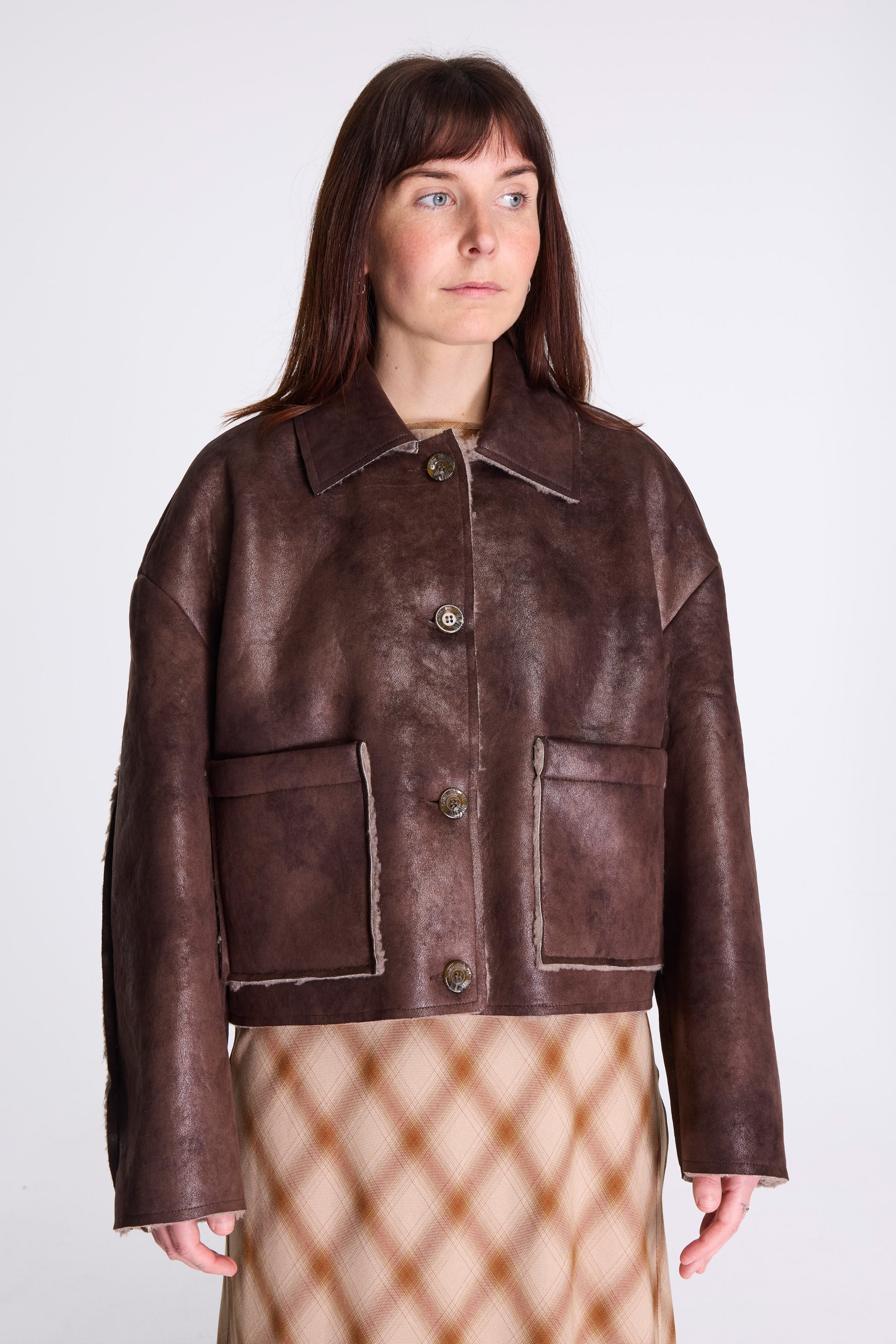 Button Up Patch Pocket Jacket Brown