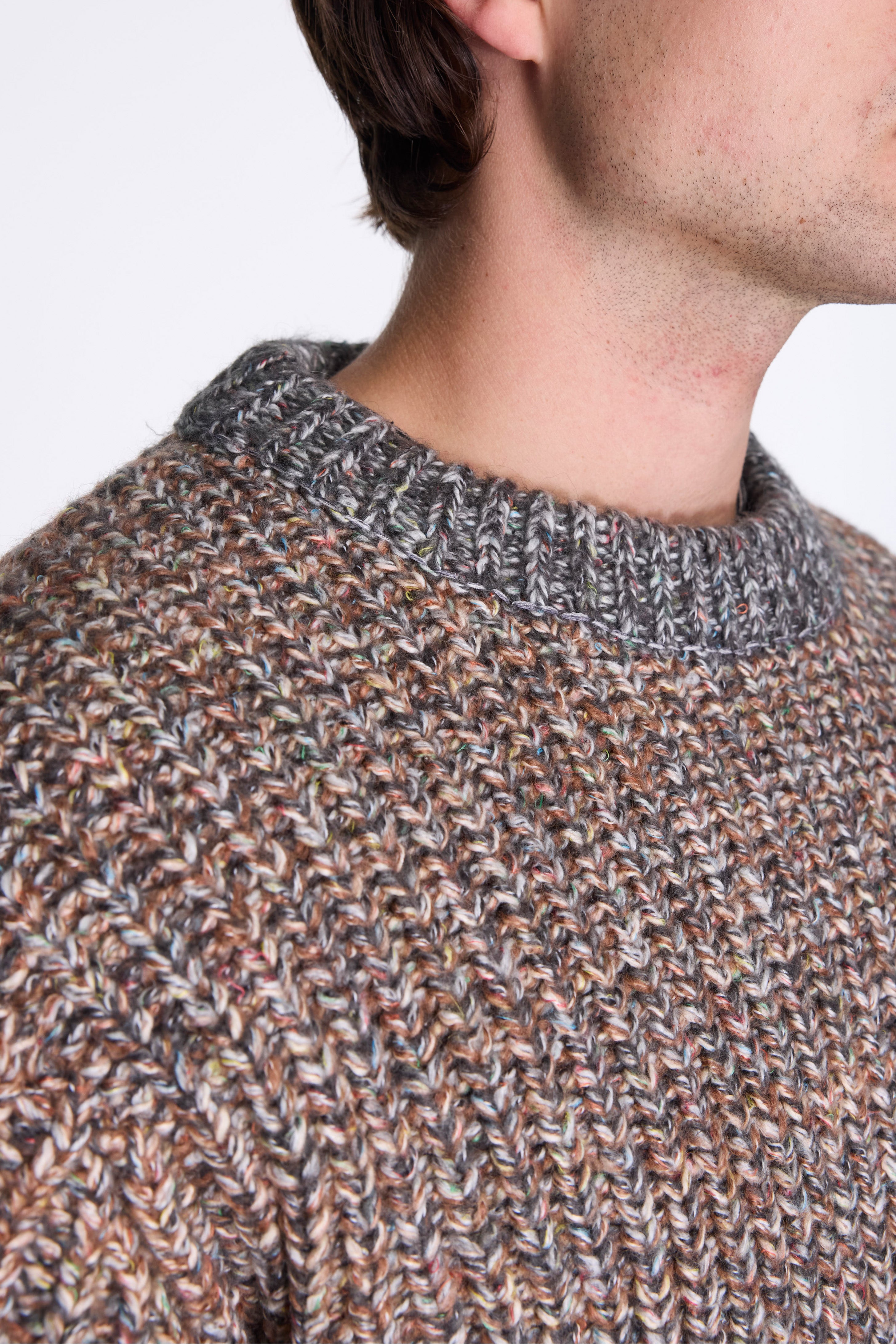 Cable Oversized Sweater Melange Taupe