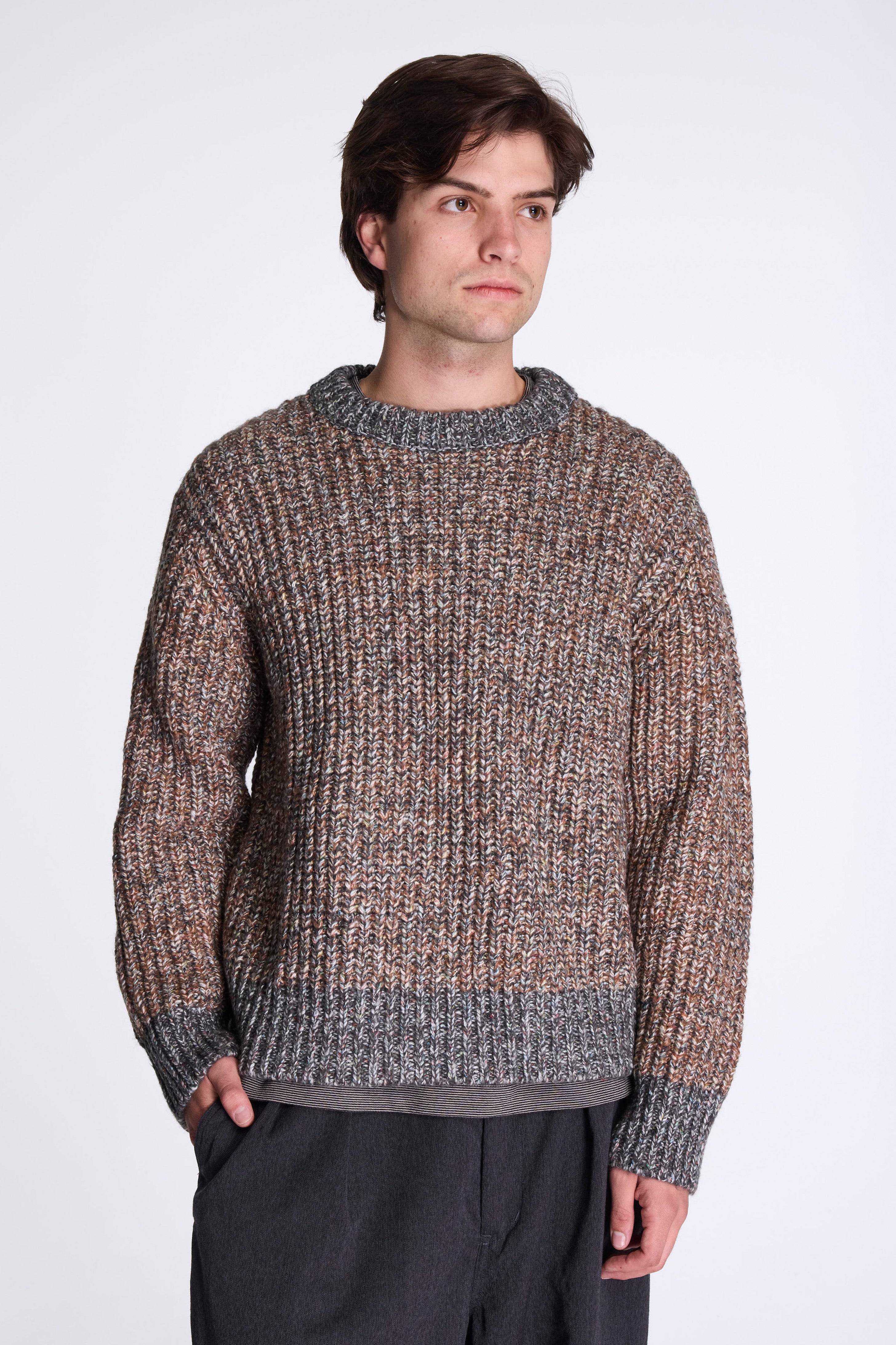 Cable Oversized Sweater Melange Taupe
