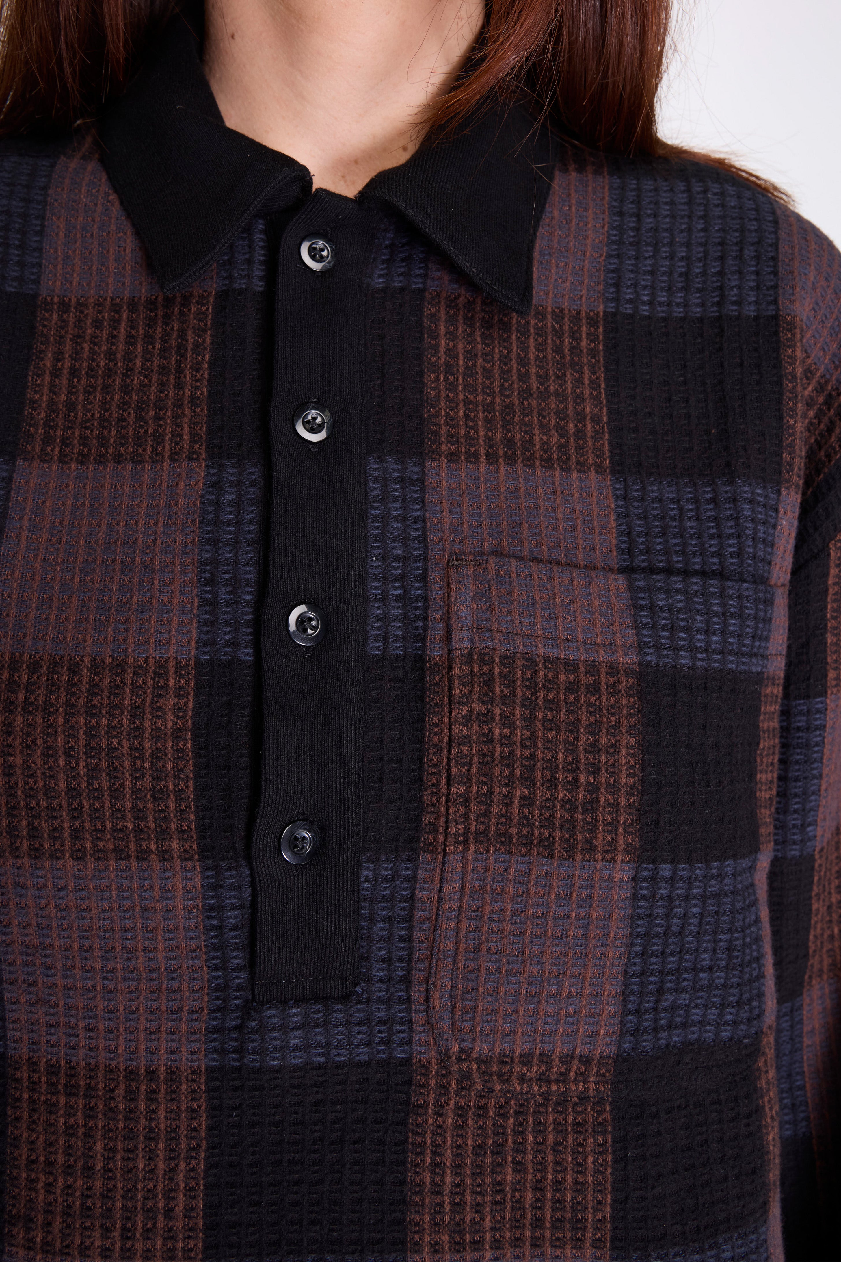 L/S Polo Black Check W