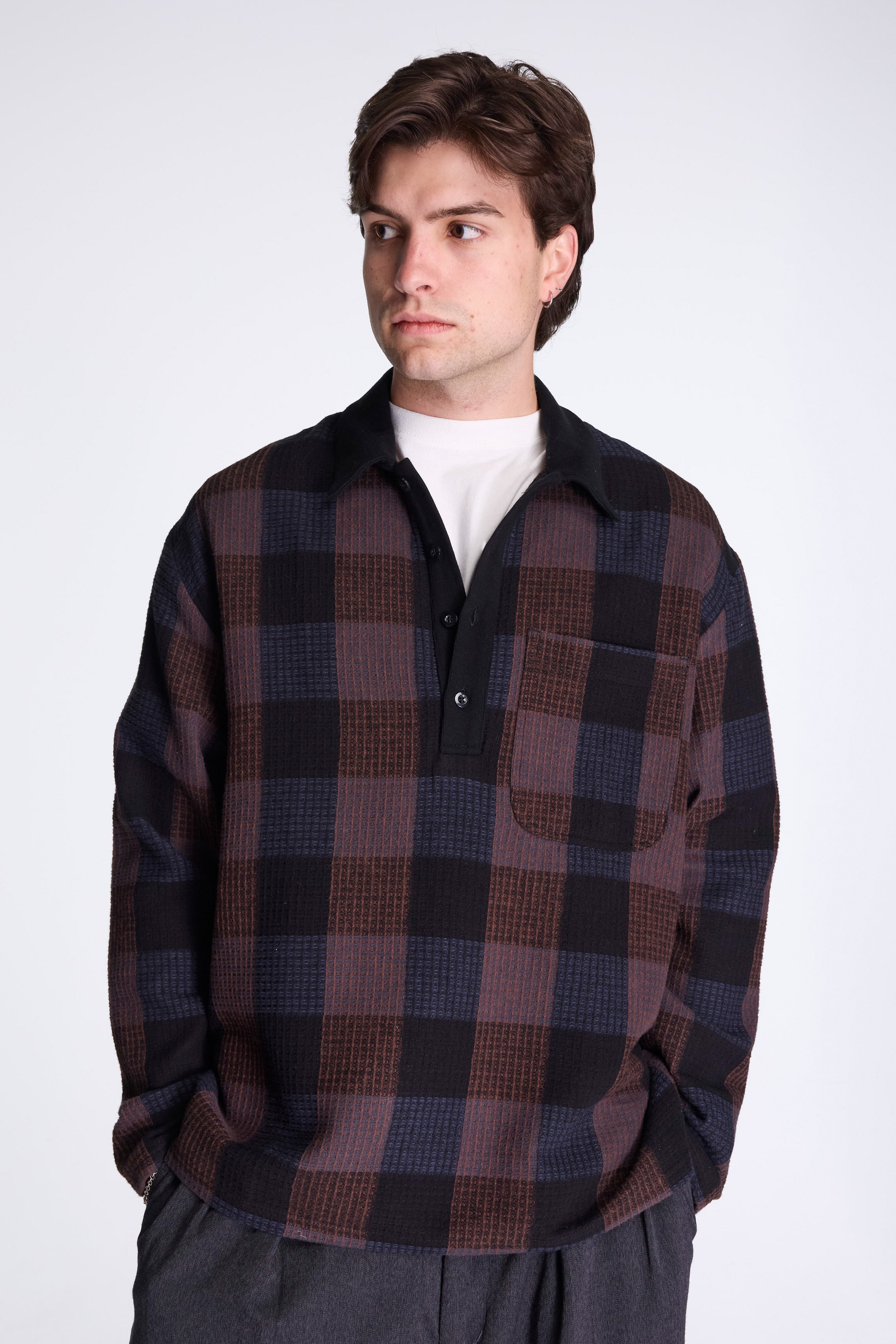 L/S Polo Black Check