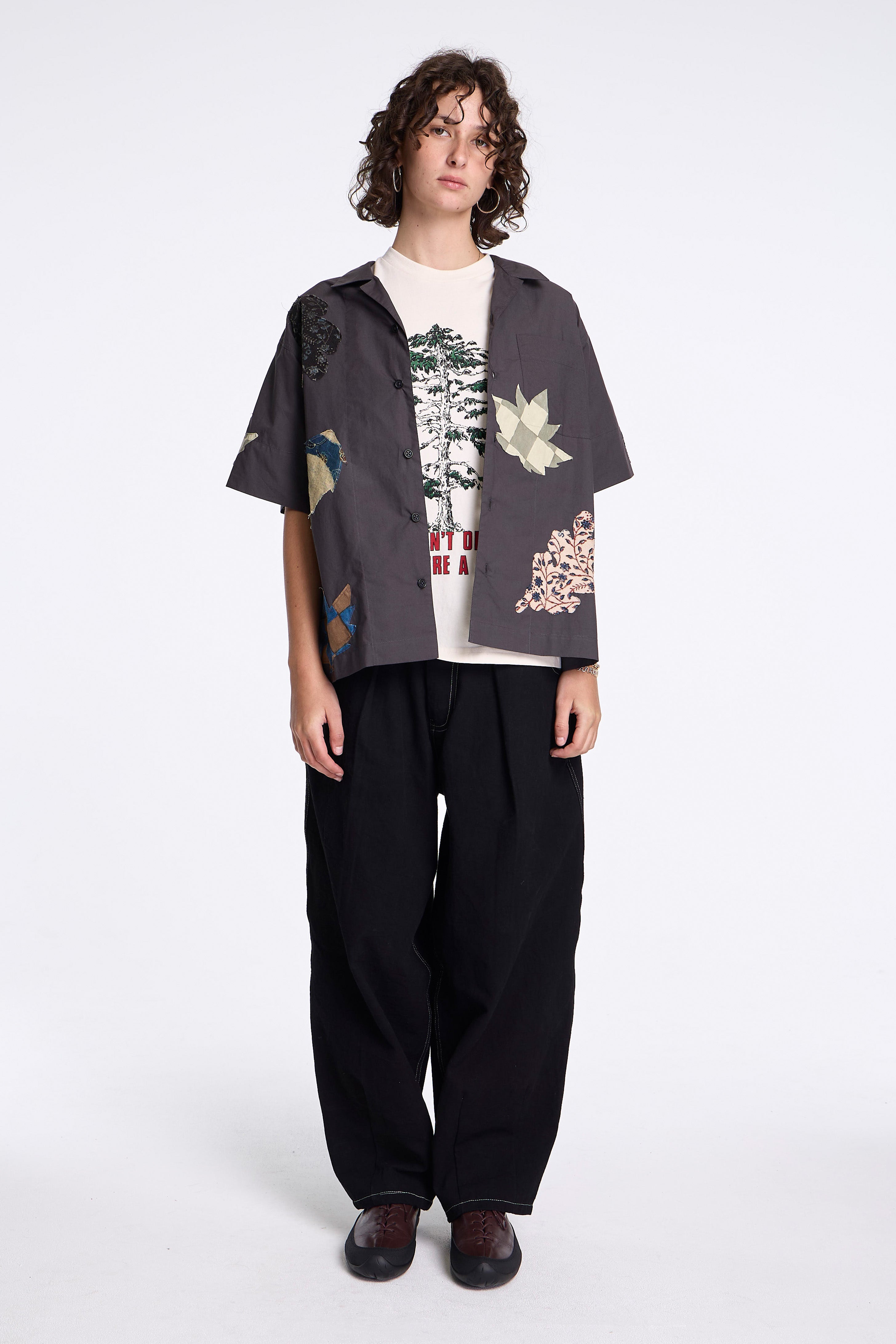 Greetings Shirt Charcoal Leaf Scatter