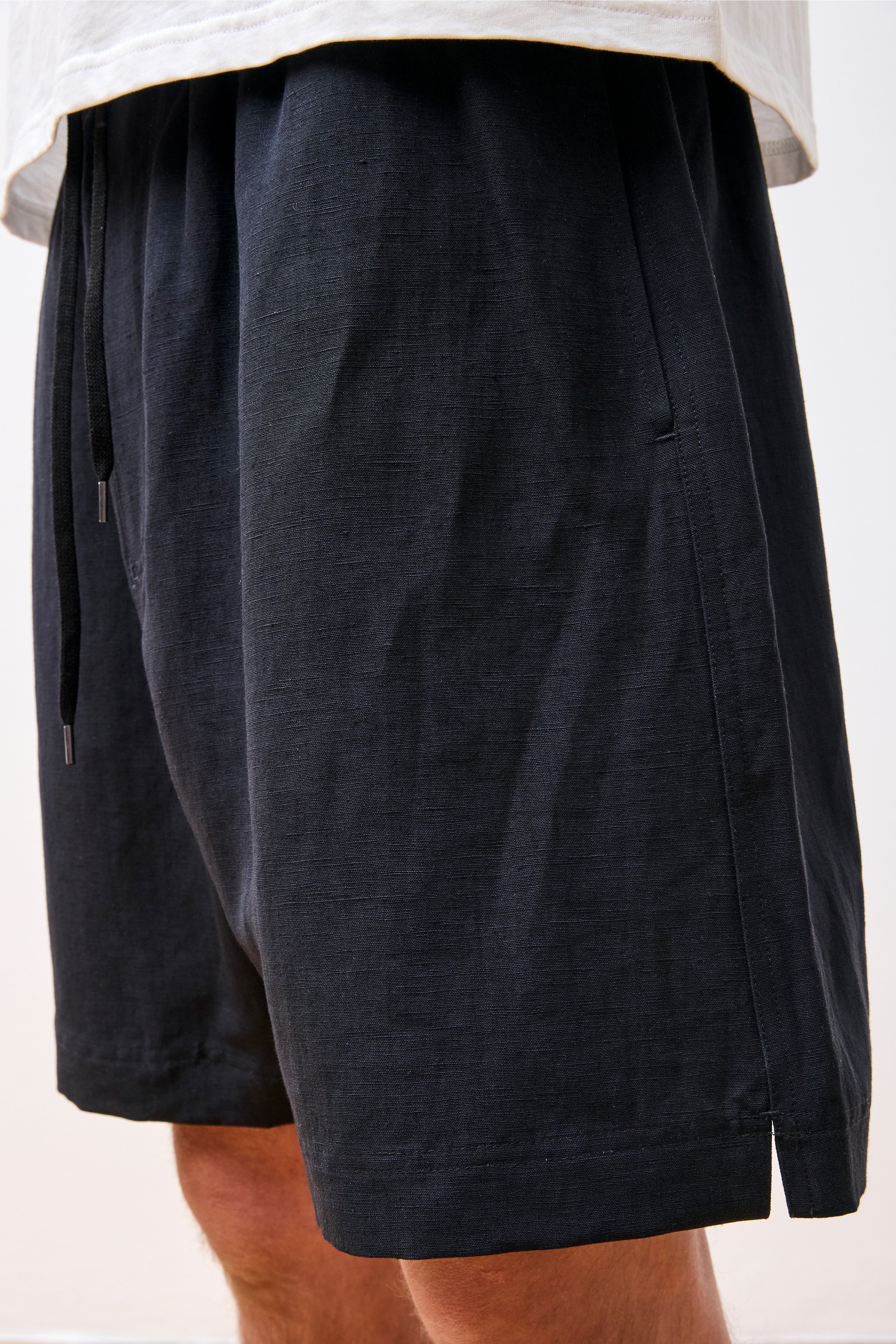 Starboard Wool Linen Shorts Darkest Navy
