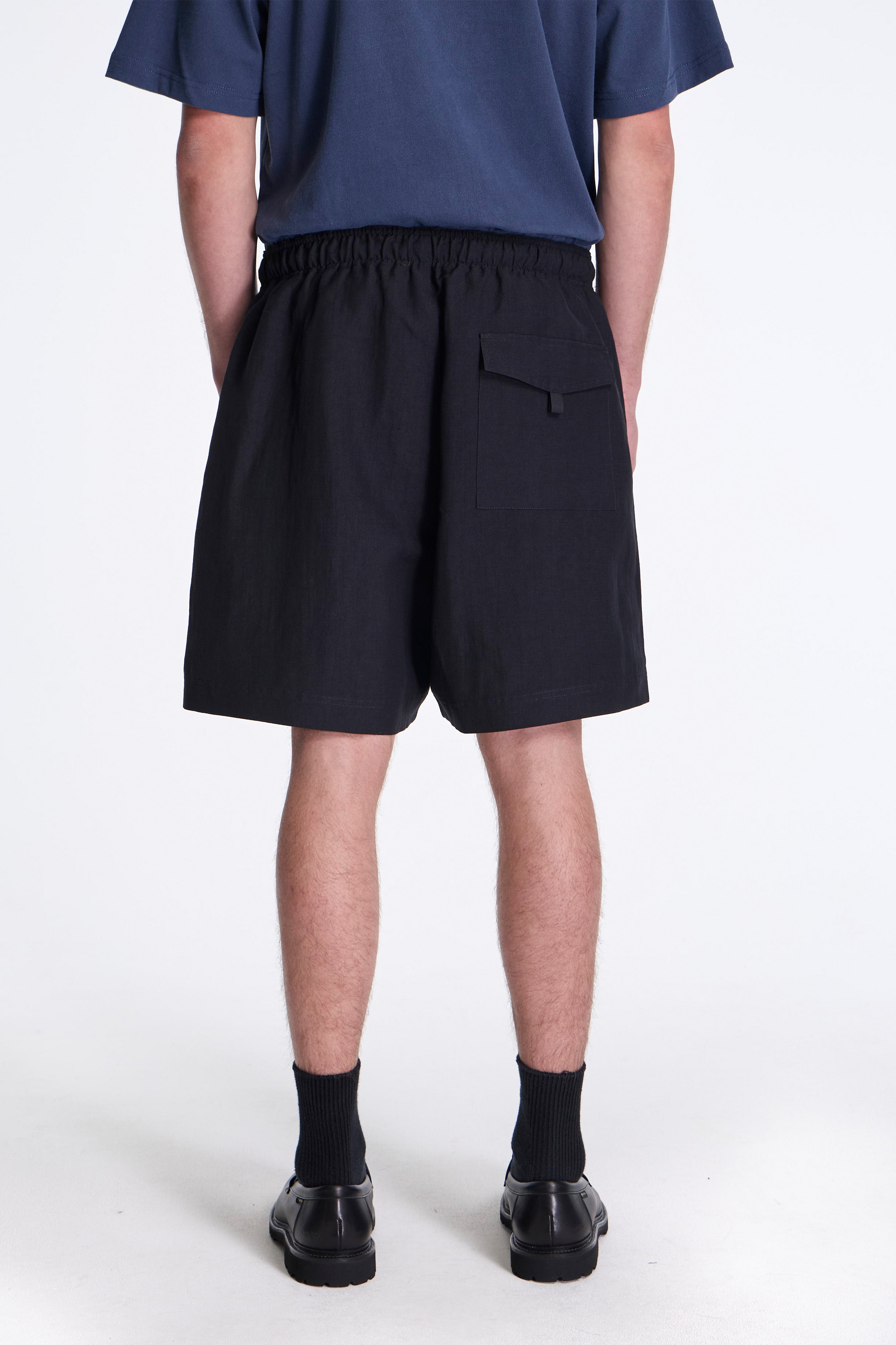 Starboard Wool Linen Shorts Darkest Navy