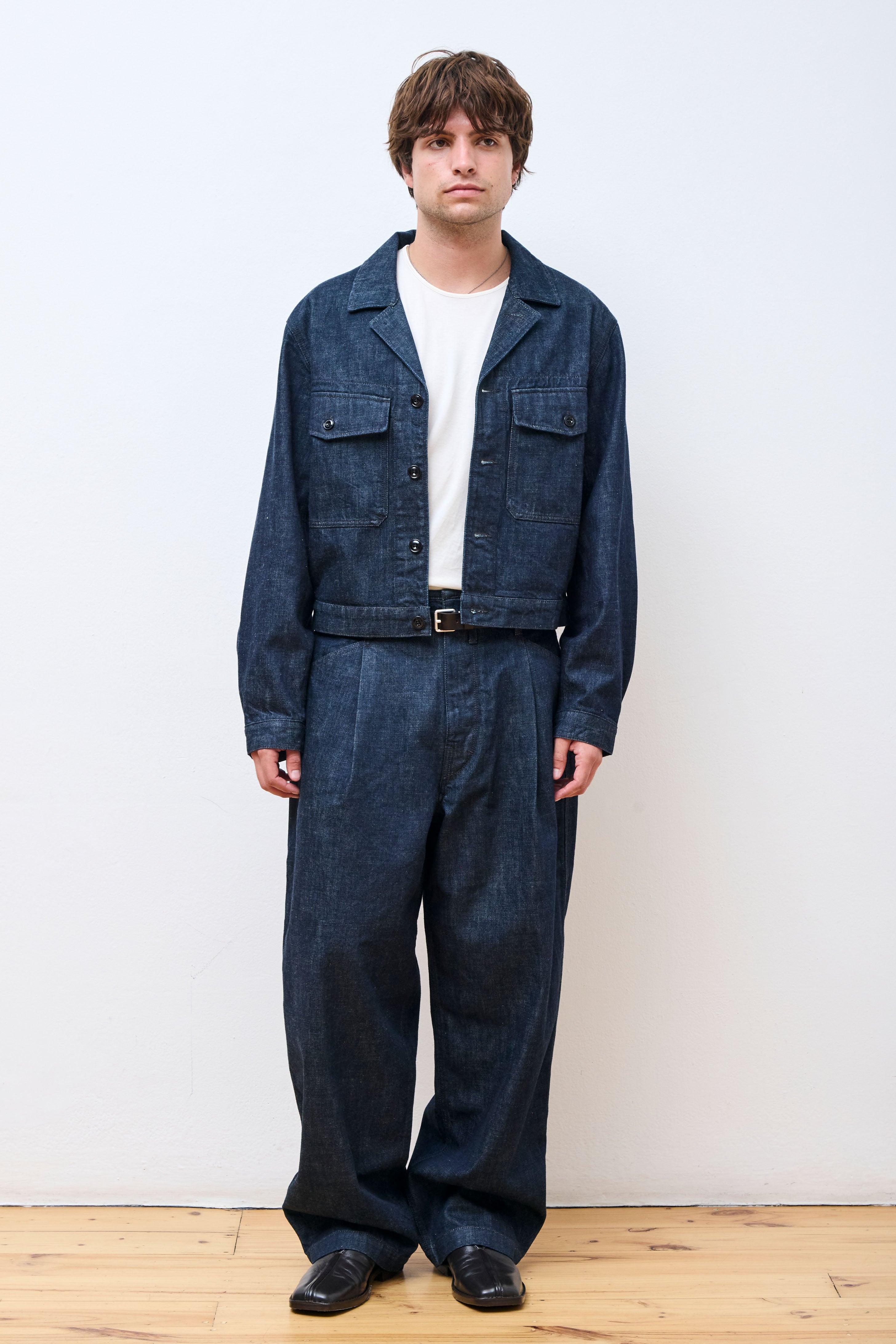 Pleated Workwear Pants Denim Indigo