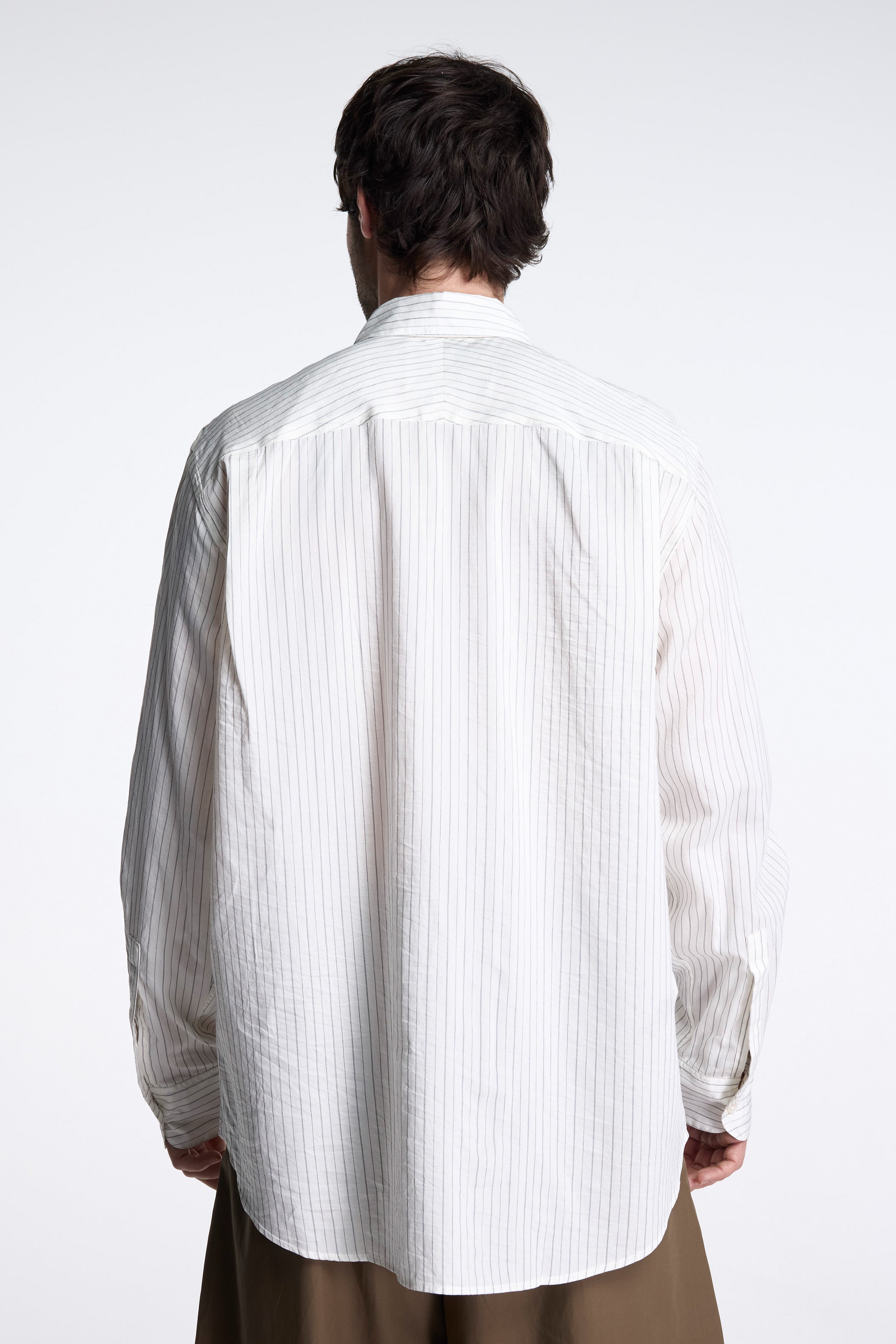 View Stripe Silk Shirt Ecru/ Black