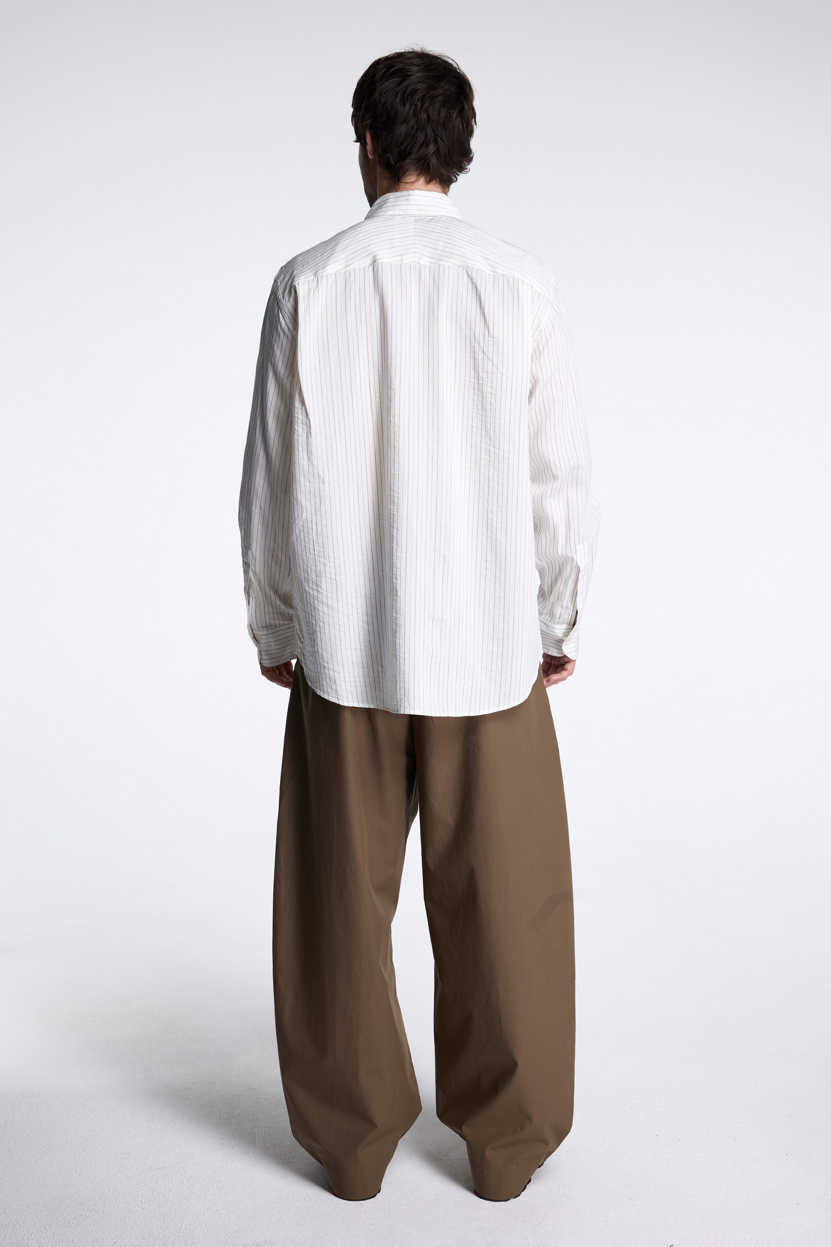 View Stripe Silk Shirt Ecru/ Black