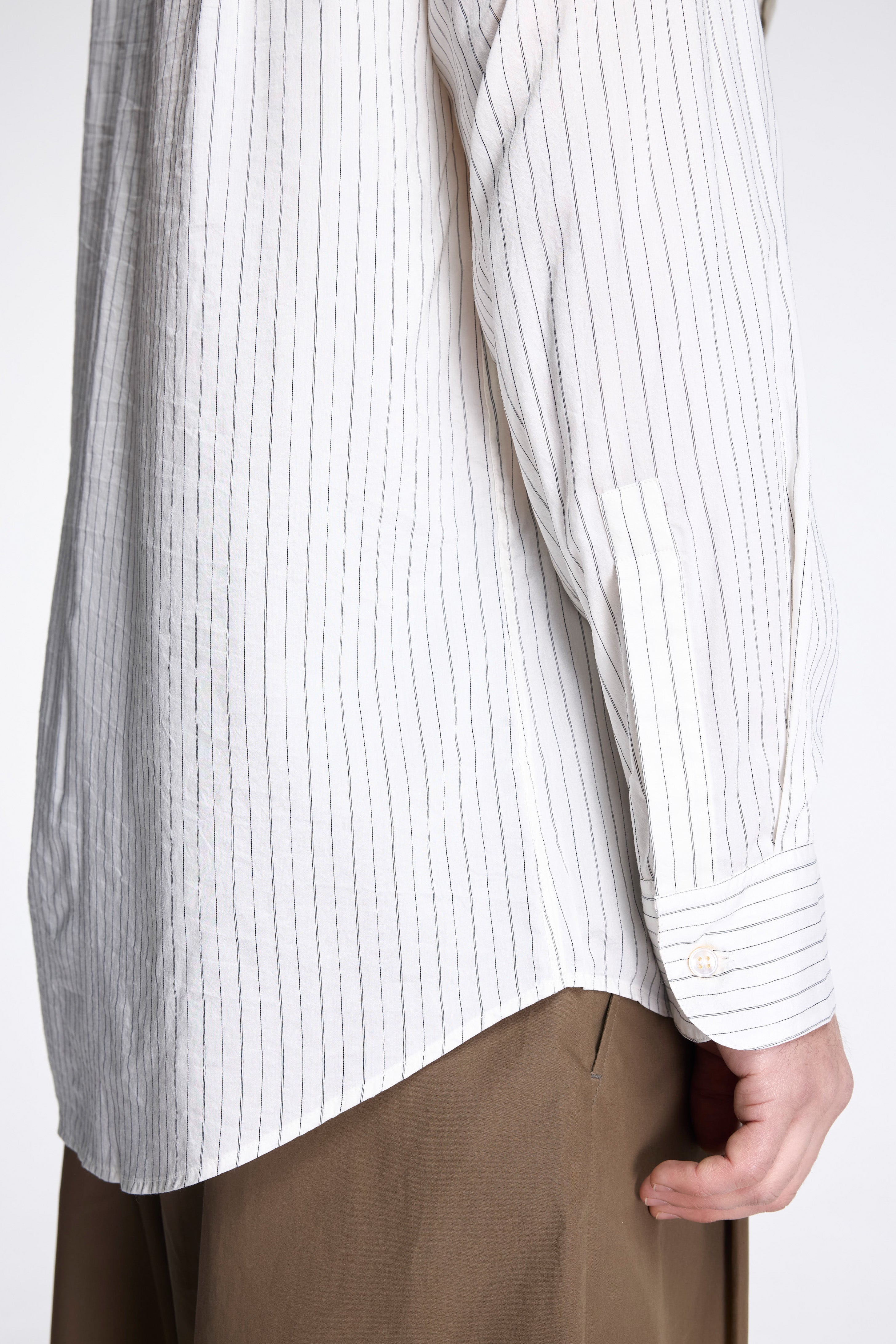 View Stripe Silk Shirt Ecru/ Black