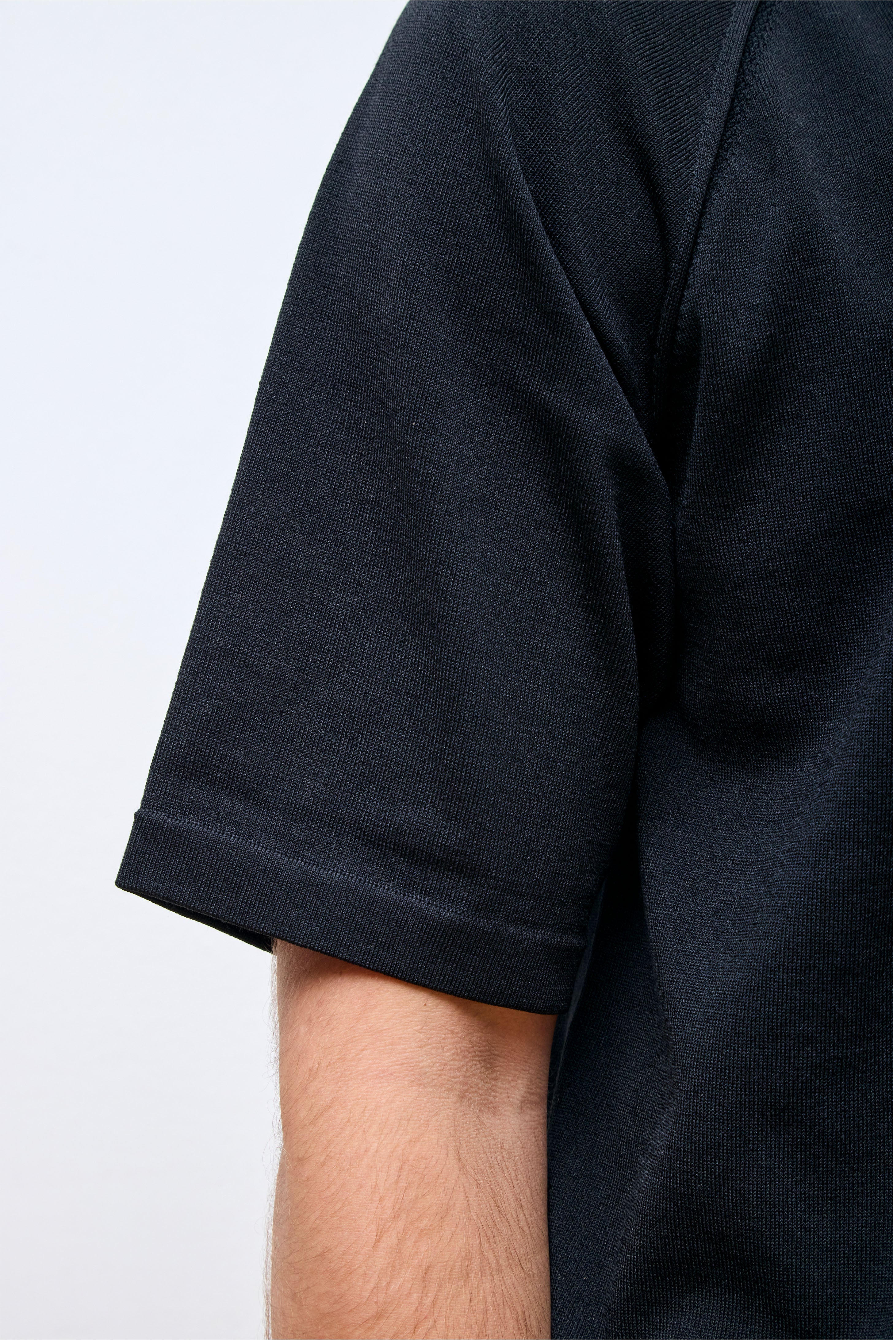 Wholegarment Wool Blend Knit T-shirt Black