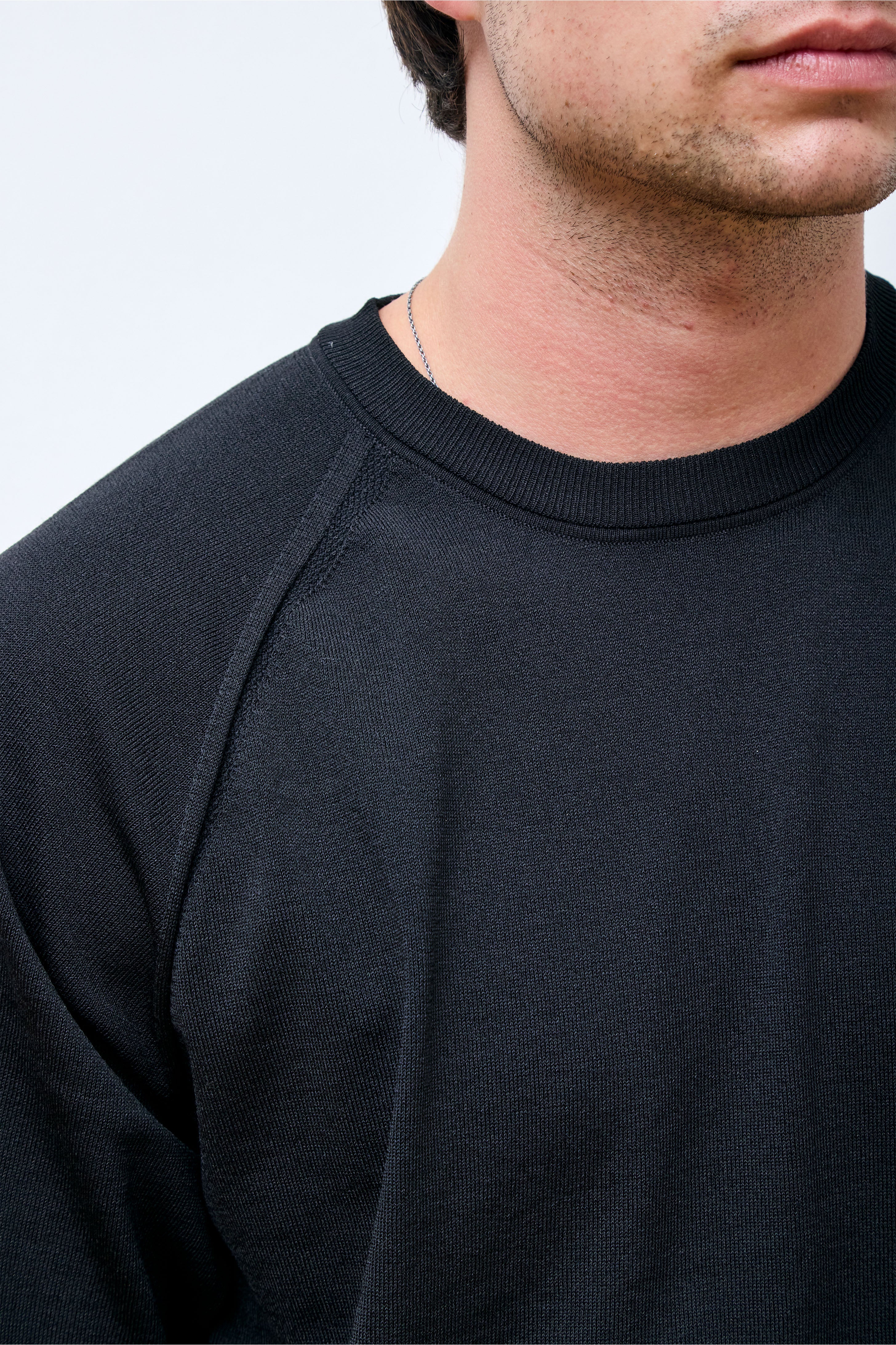 Wholegarment Wool Blend Knit T-shirt Black