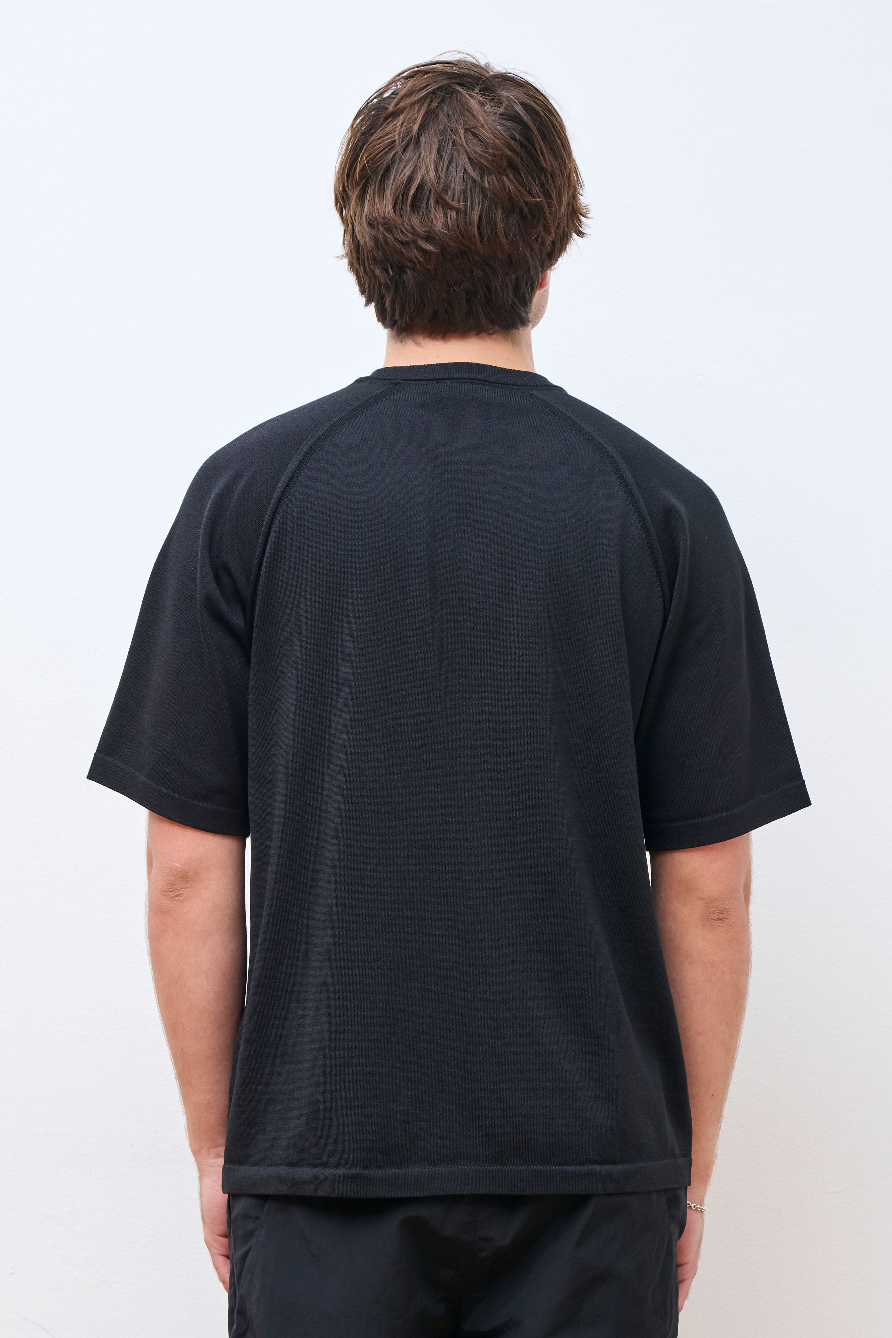 Wholegarment Wool Blend Knit T-shirt Black