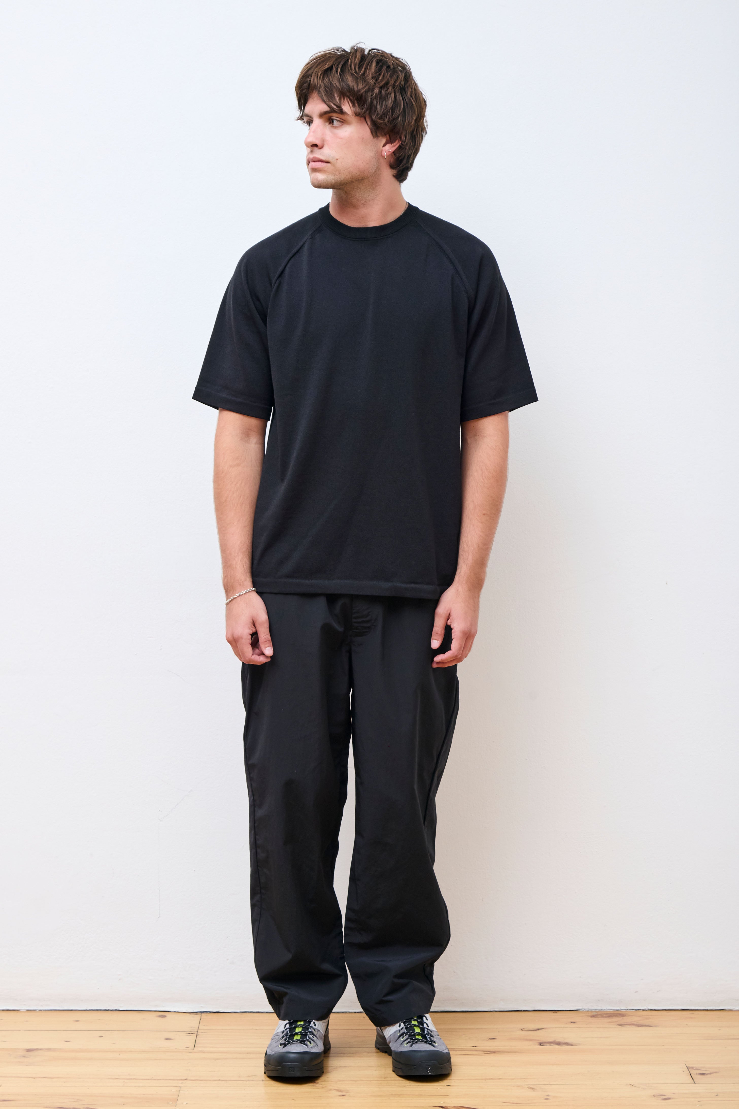 Wholegarment Wool Blend Knit T-shirt Black