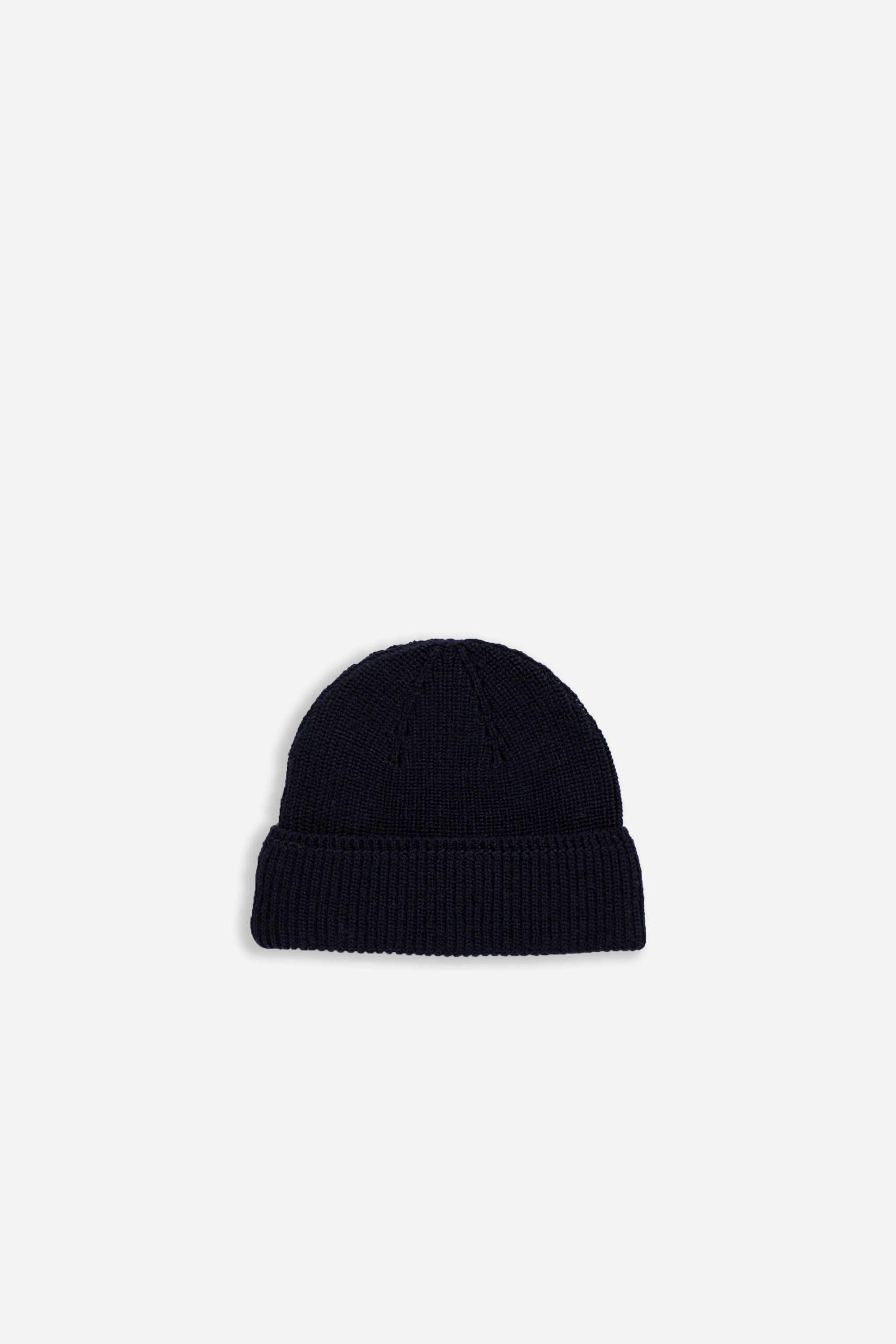 Wool Cotton Rib Beanie Dark Navy