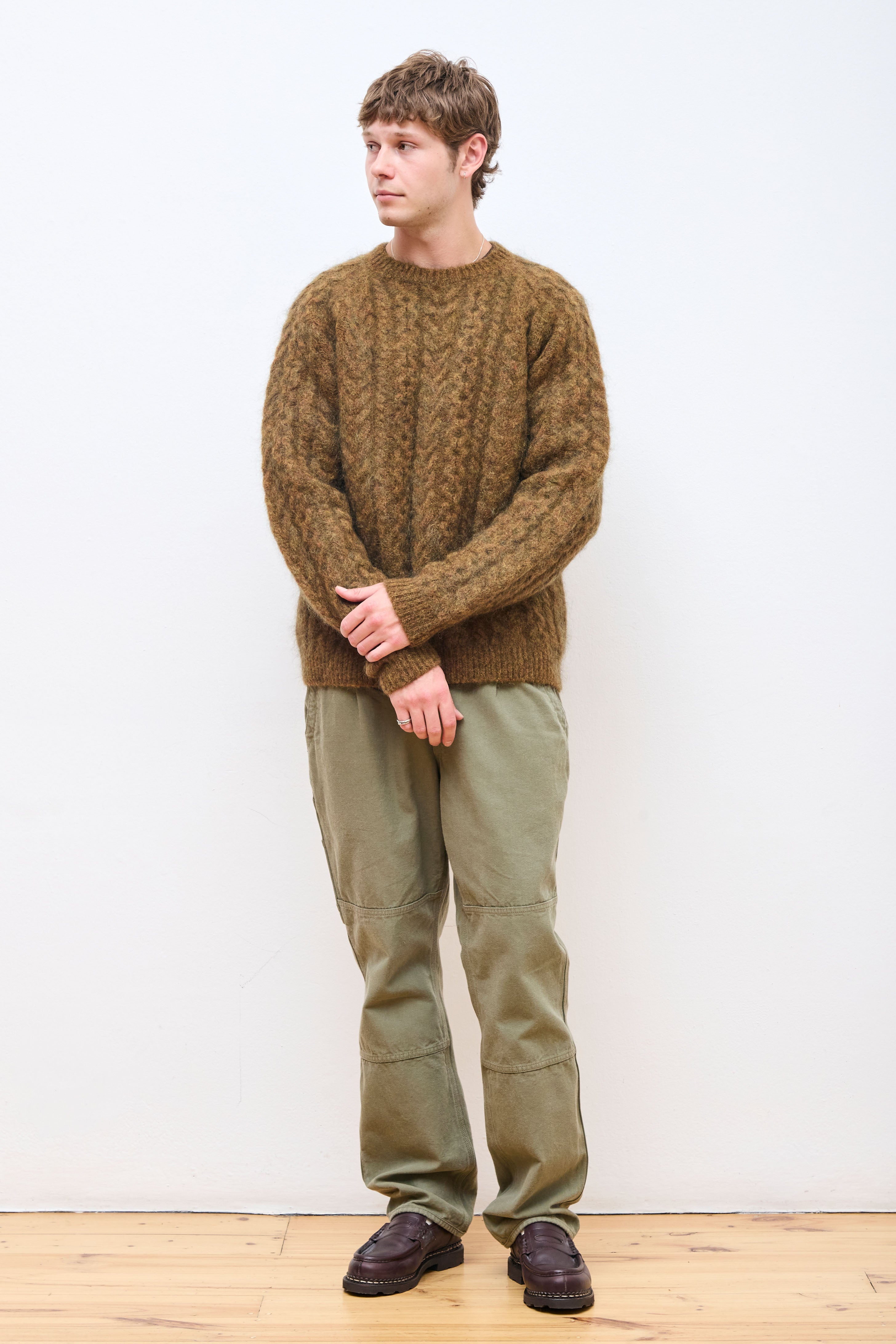 Worker Aran Sweater Brown