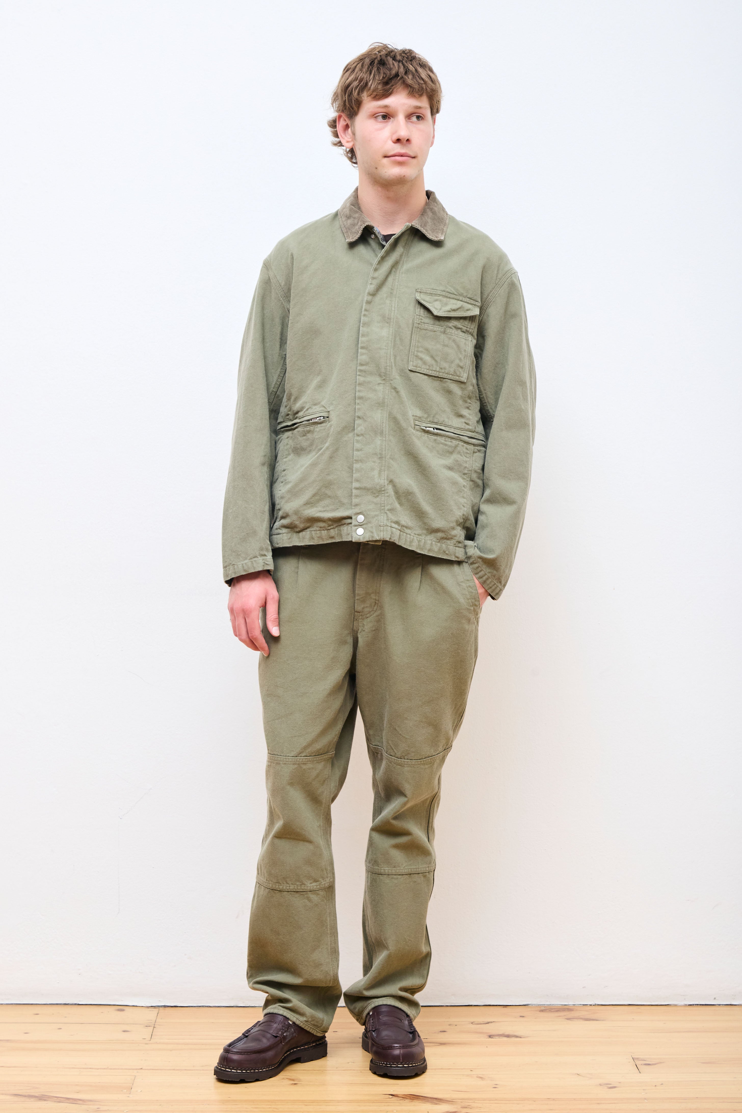 Worker Jacket Cotton Sulfur Dye Khaki