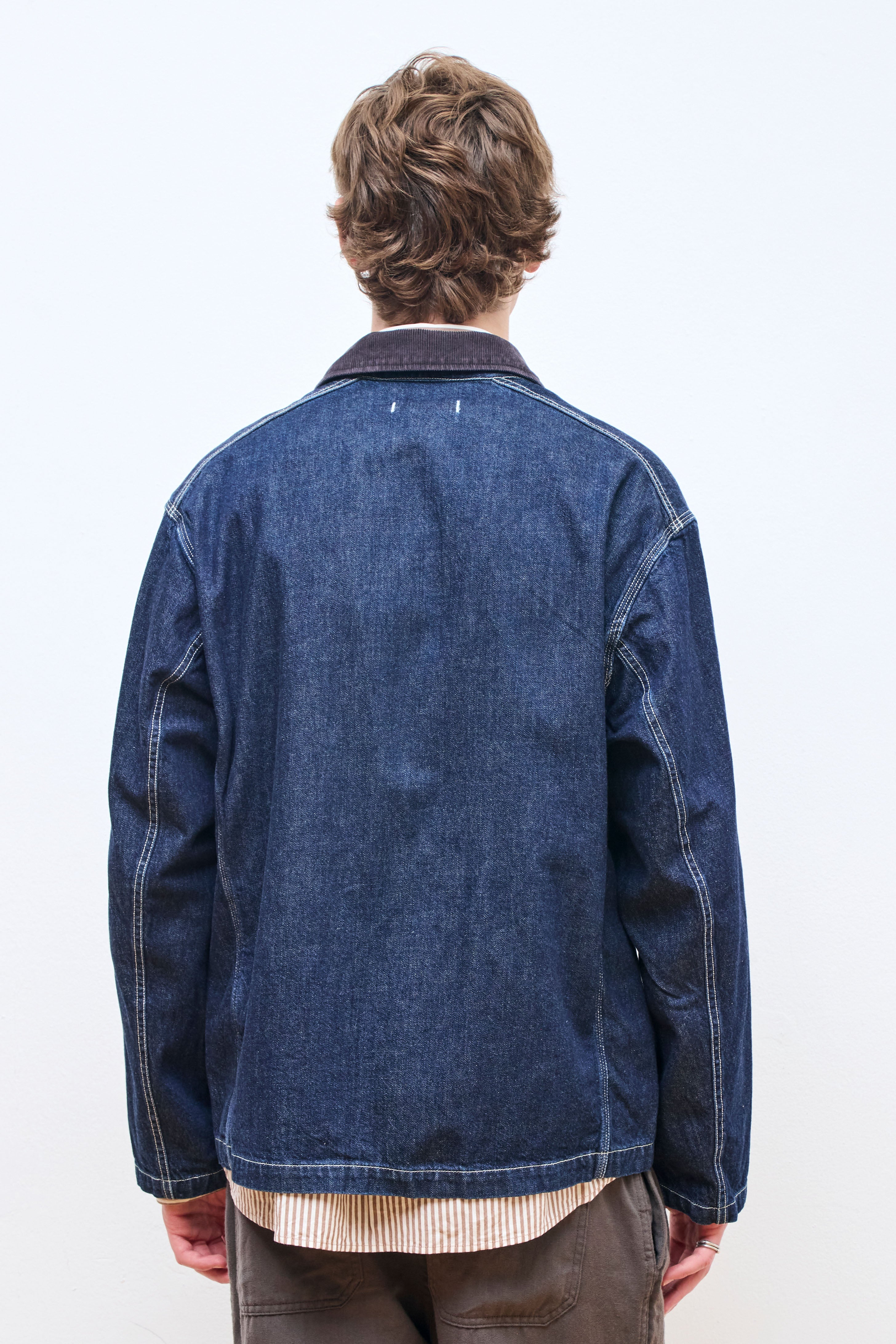 Worker Jacket Raw Denim Indigo/Brown