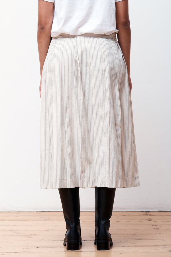 Freya Stripe Skirt Ecru/Brown Stripe
