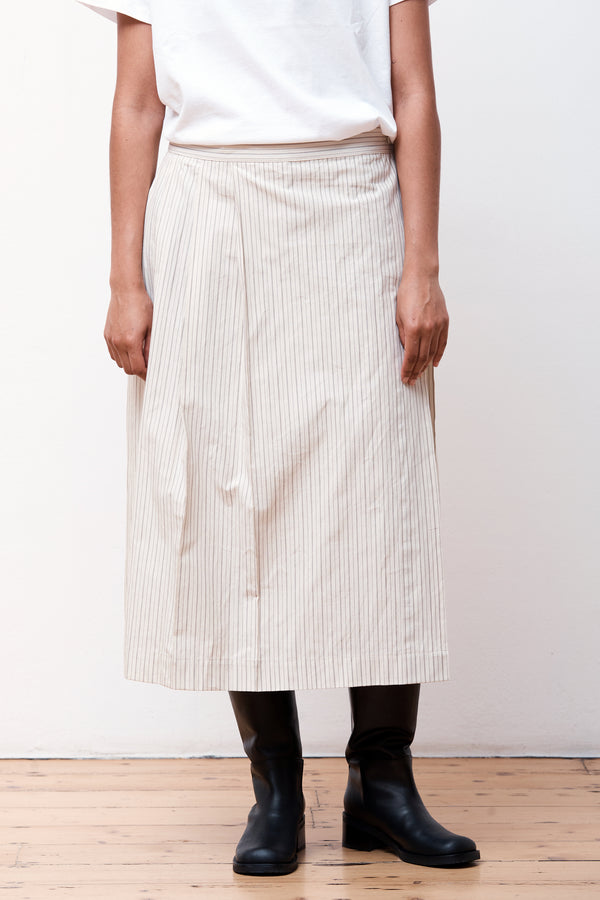 Freya Stripe Skirt Ecru/Brown Stripe