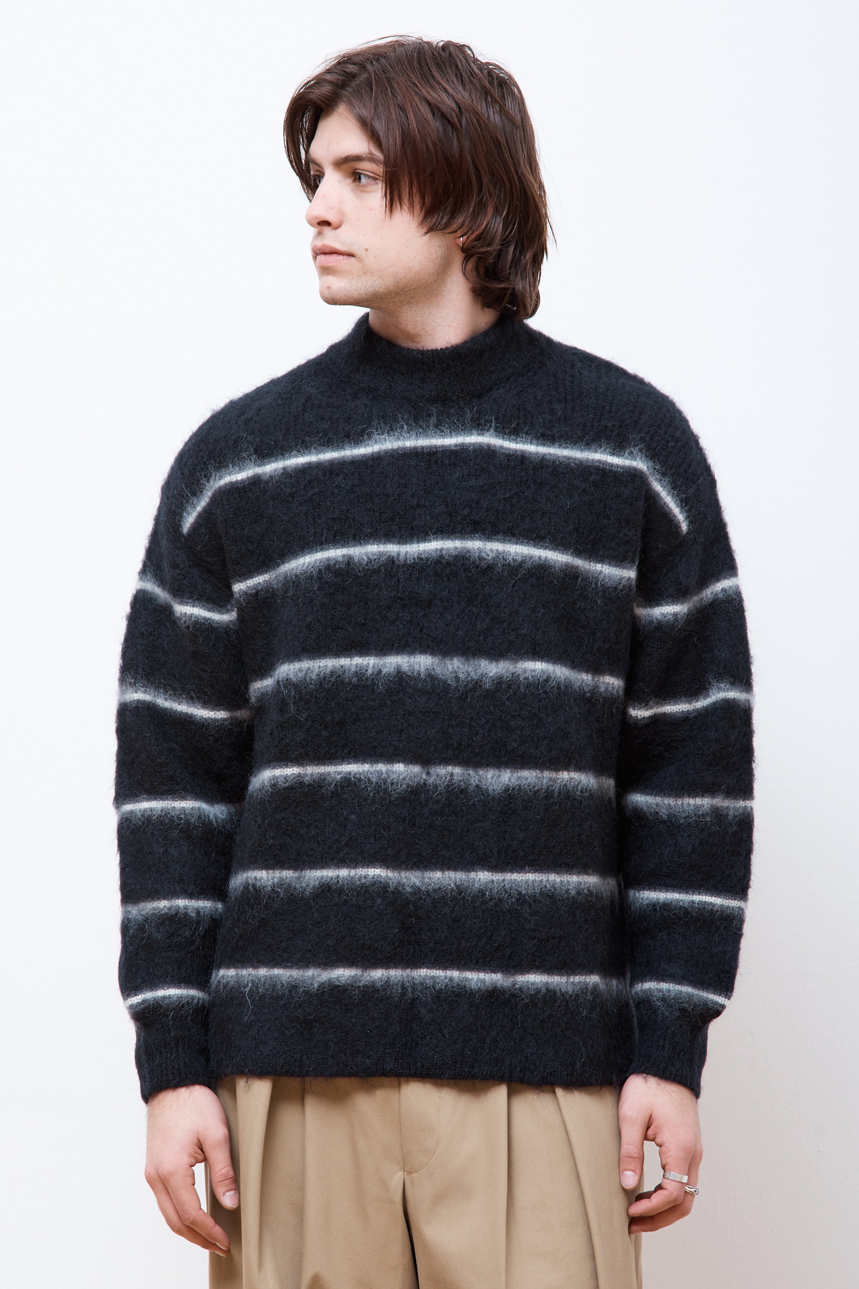 Striped Mohair Sweater Black