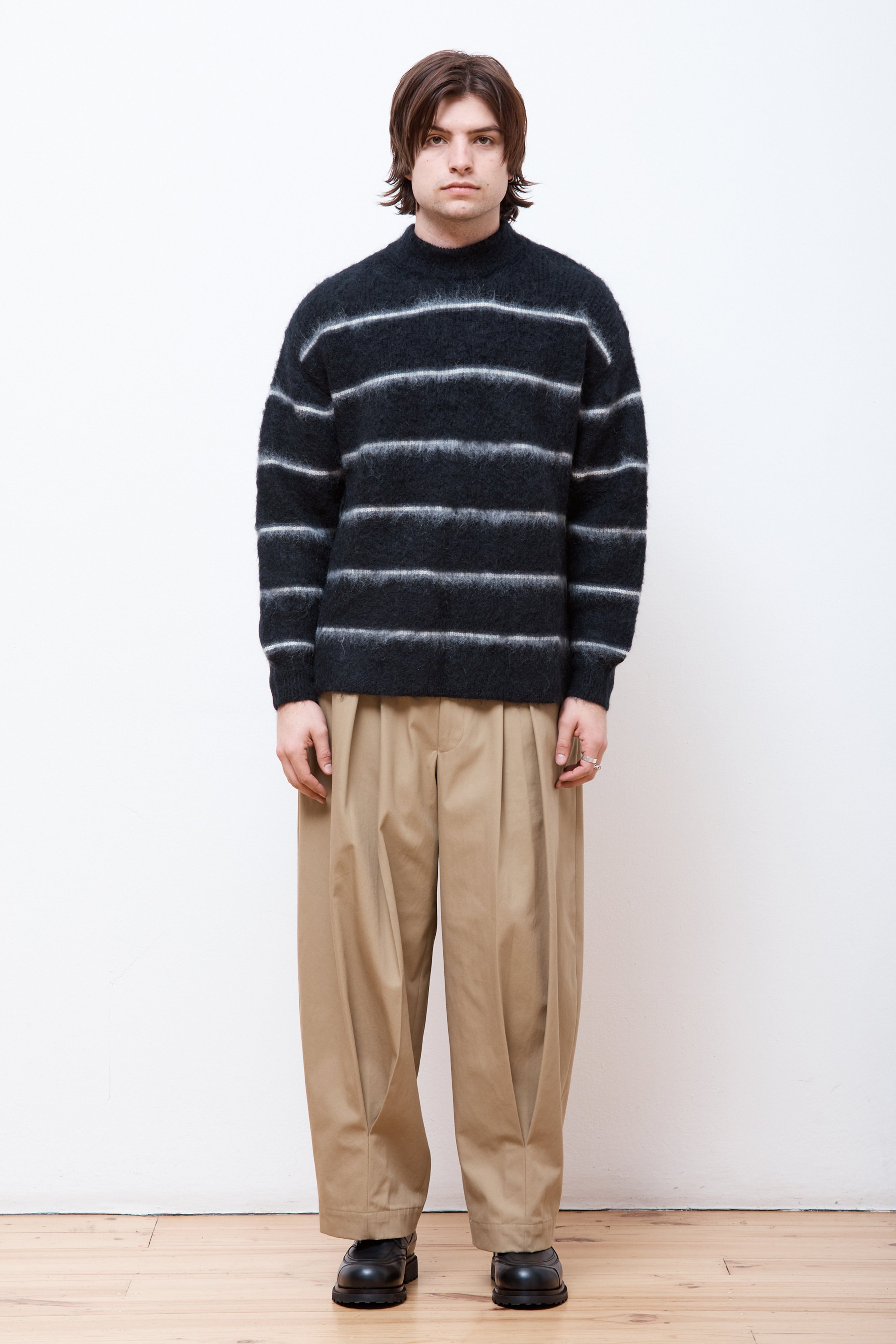 Striped Mohair Sweater Black