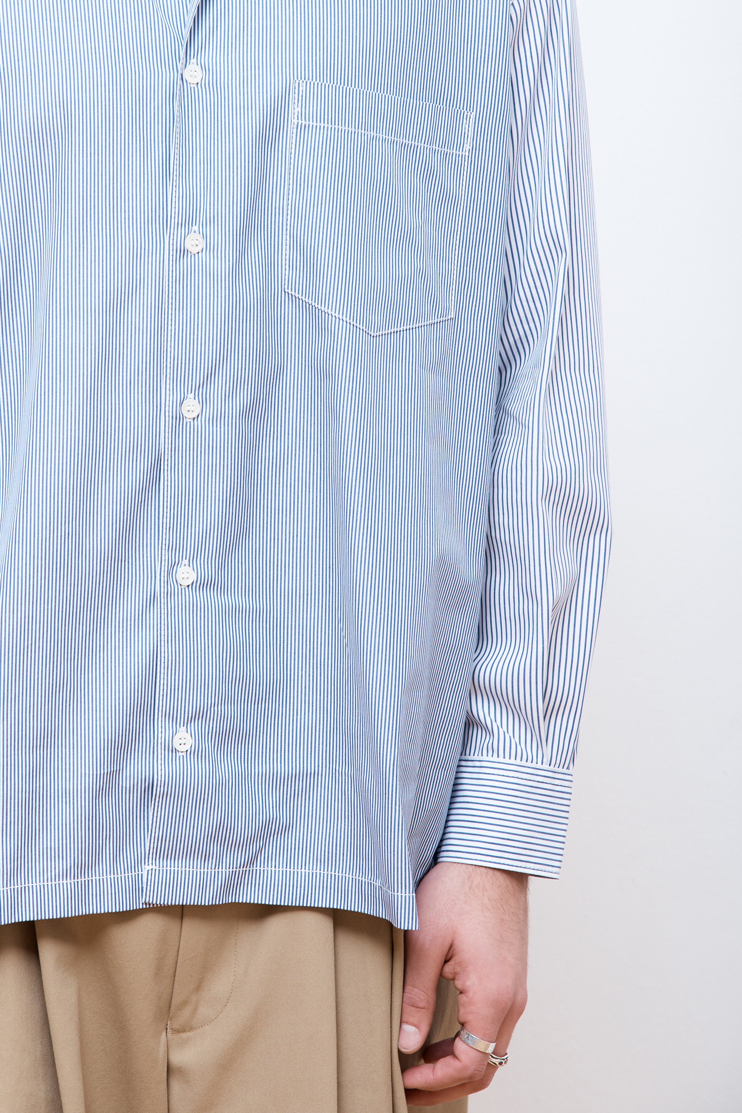 Irregular Striped Shirt Navy/White