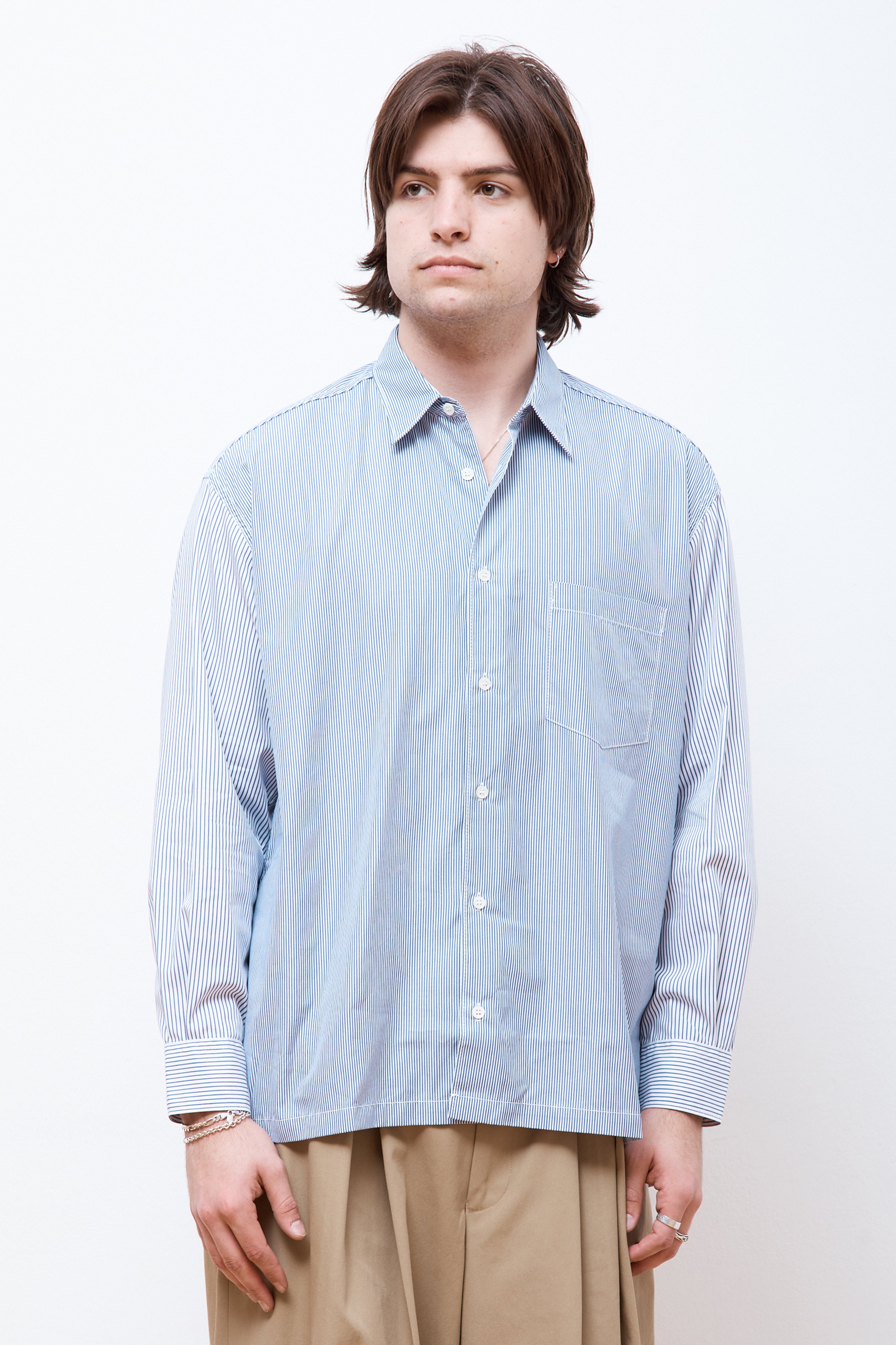 Irregular Striped Shirt Navy/White