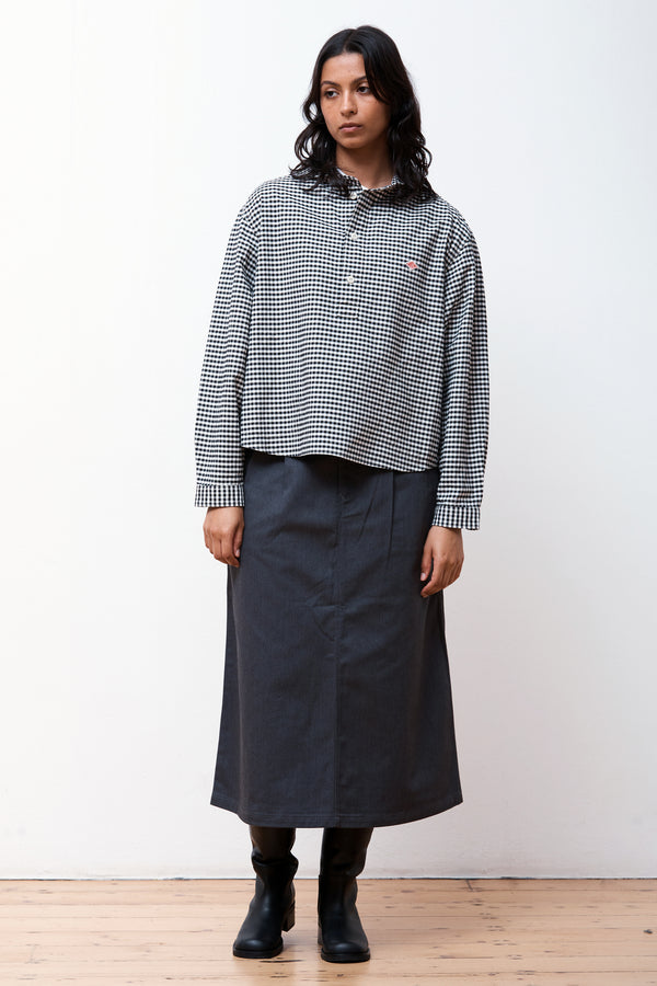 Tuck Belted Skirt Charcoal