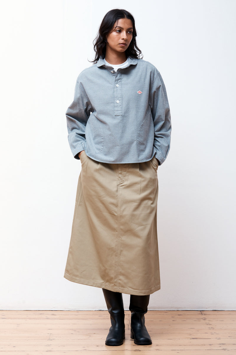 Tuck Belted Skirt Beige