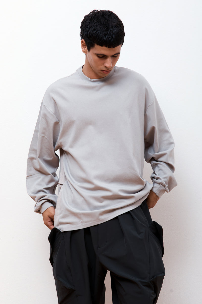 "G_model-03" Just A Normal L/S Tee Mixed Beige
