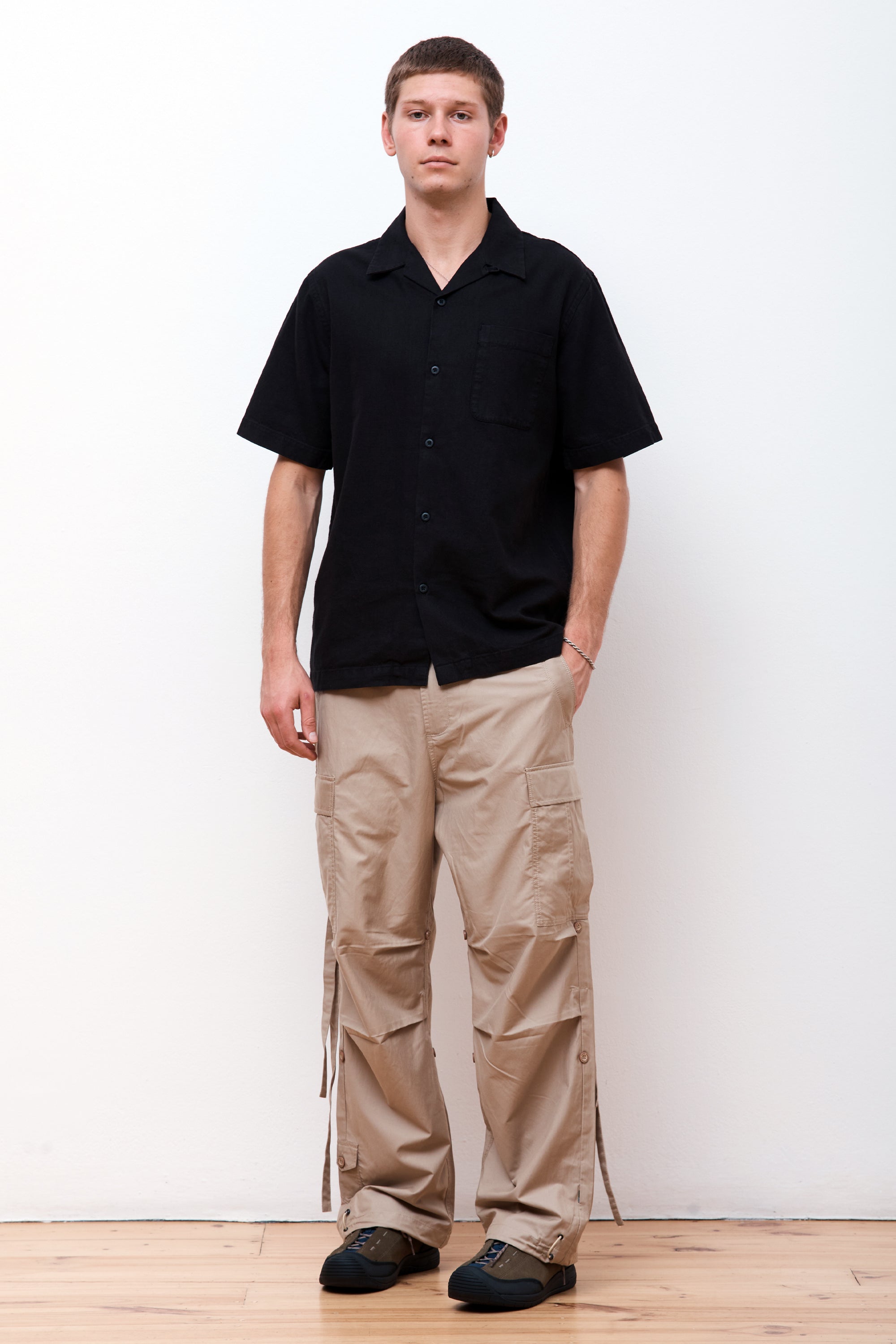 Hemp Camp Collar Shirt Black