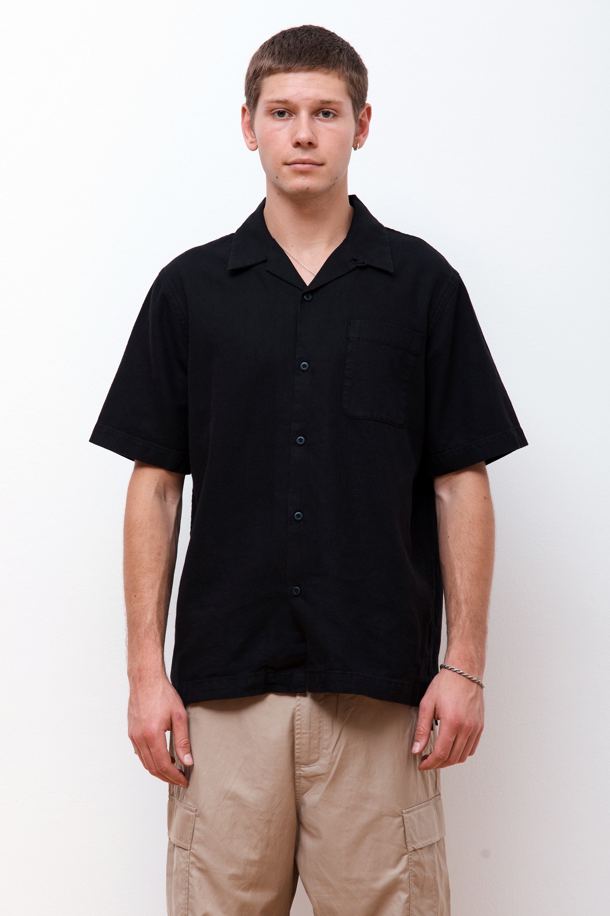 Hemp Camp Collar Shirt Black