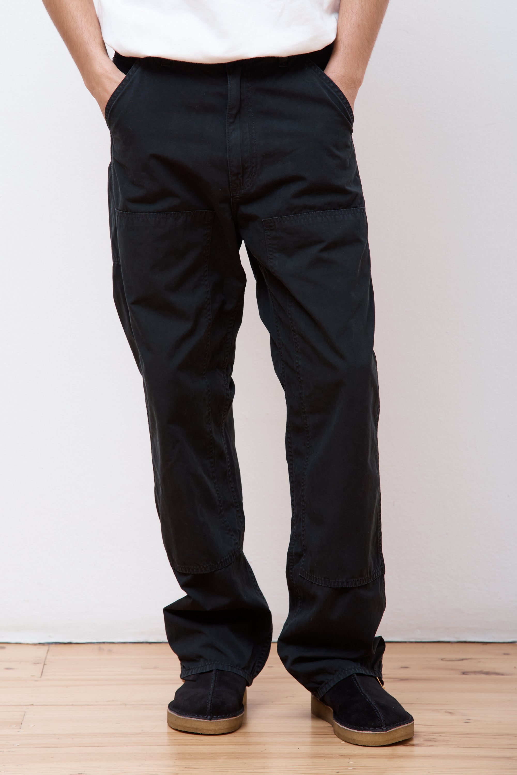 Double Knee Utility Work Pants Black