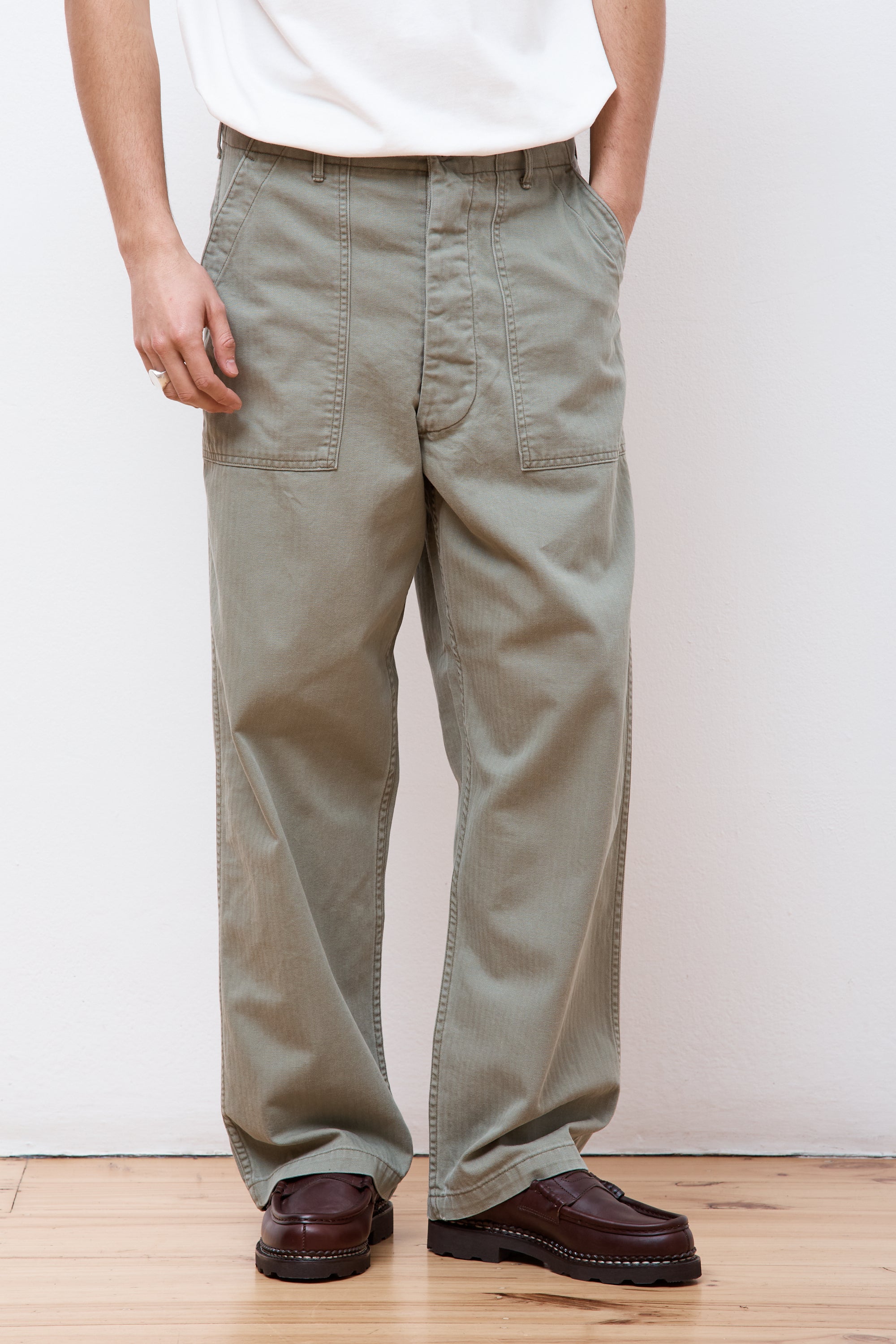 Herringbone Summer Fatigue Pants Green