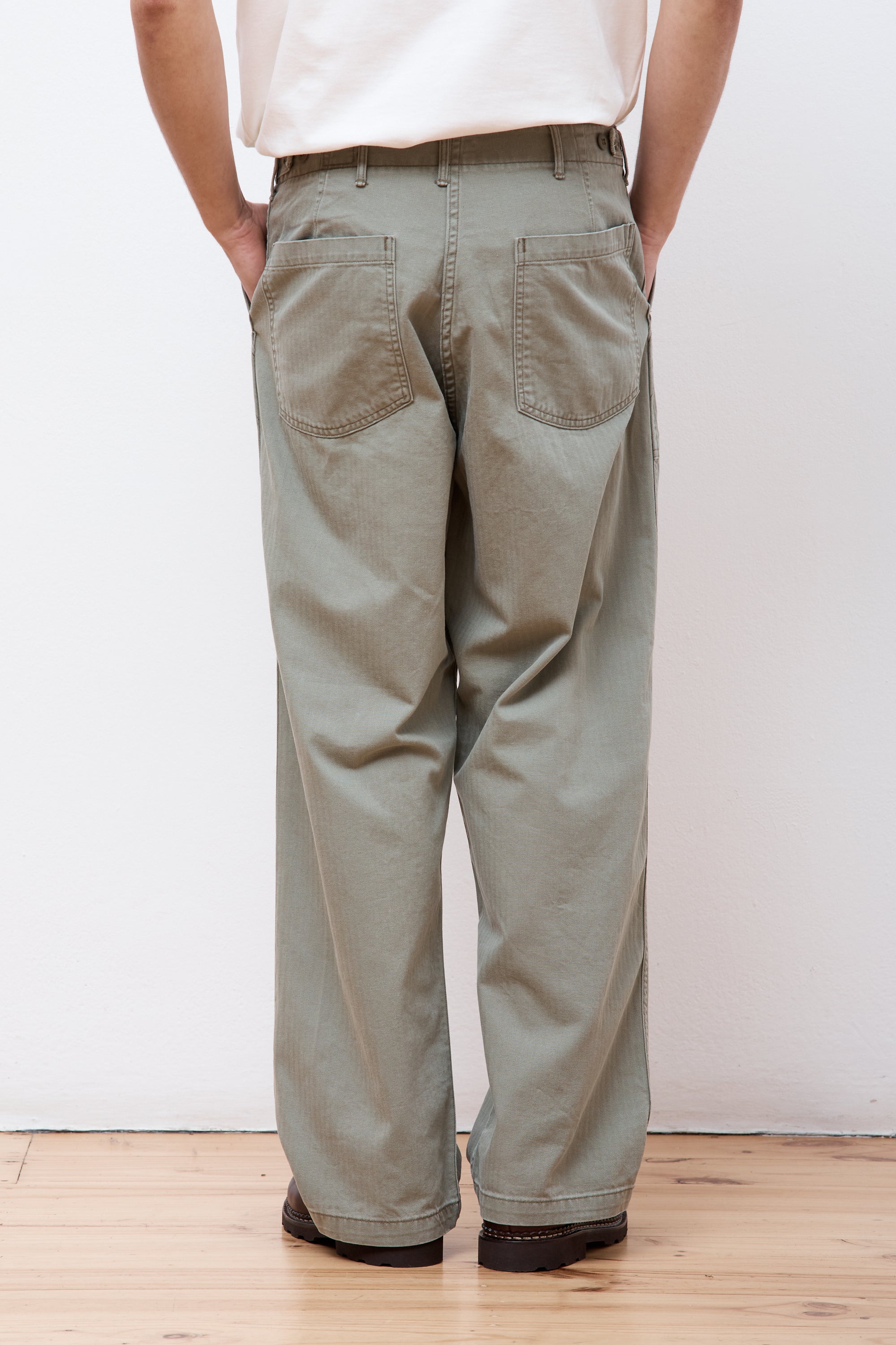 Herringbone Summer Fatigue Pants Green