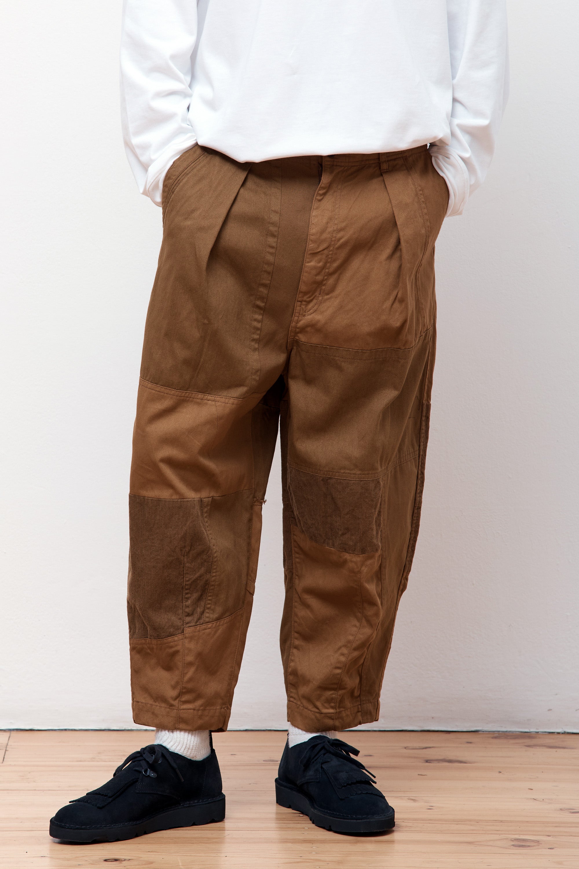 Multi Fabric Patchwork Pant Brown