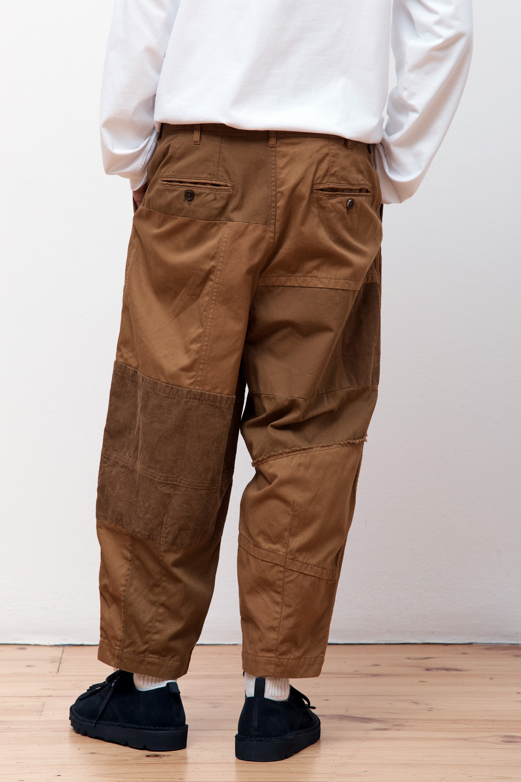 Multi Fabric Patchwork Pant Brown