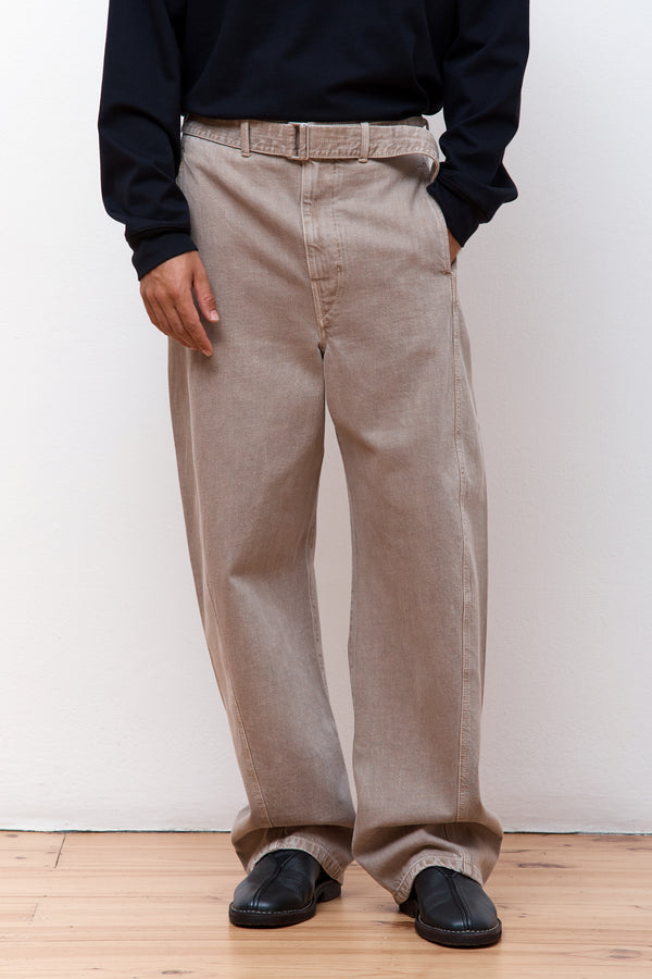 Twisted Belted Pant Denim Snow Beige