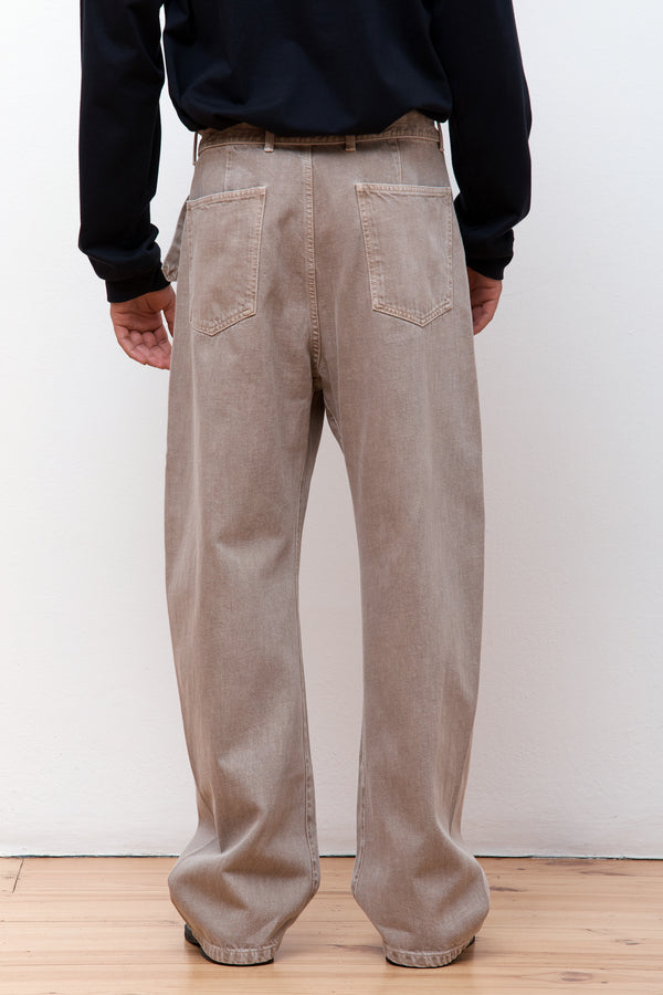 Twisted Belted Pant Denim Snow Beige